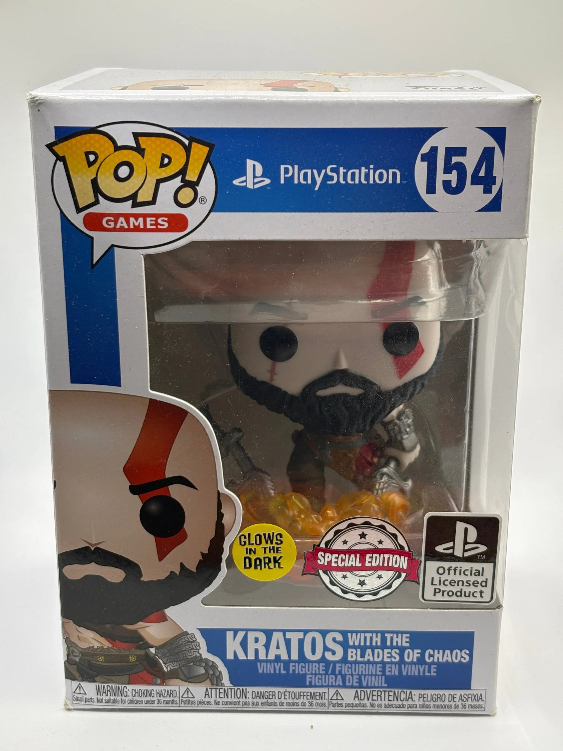 Funko POP! Games Playstation #154 Kratos with the Blades of Chaos Glow SE FRENLY BRICKS - Open 7 Days