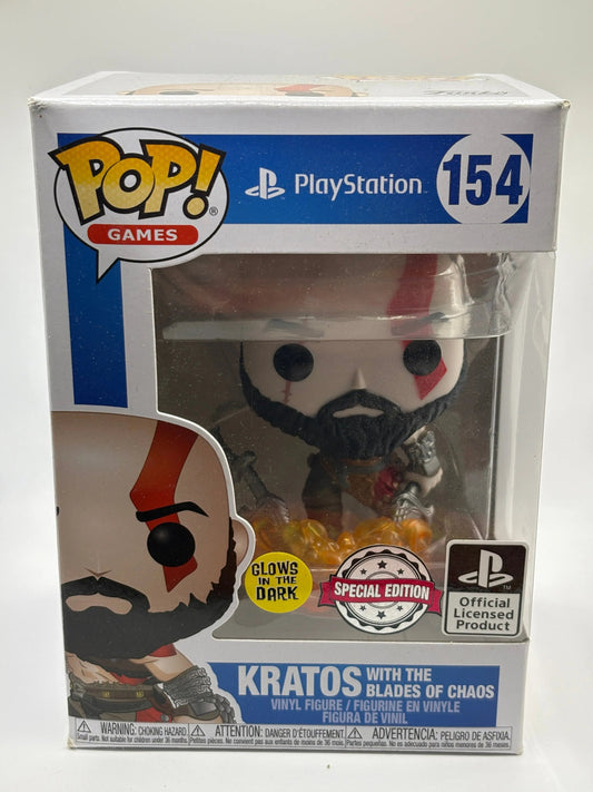 Funko POP! Games Playstation #154 Kratos with the Blades of Chaos Glow SE FRENLY BRICKS - Open 7 Days