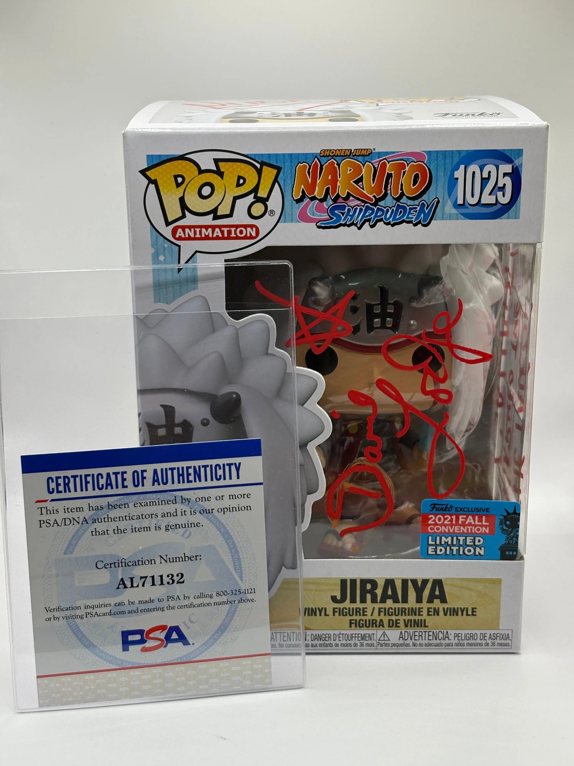 Funko POP! Naruto Shippuden #1025 Jiraiya 2021 Fall Signed PSA Certificate FRENLY BRICKS - Open 7 Days