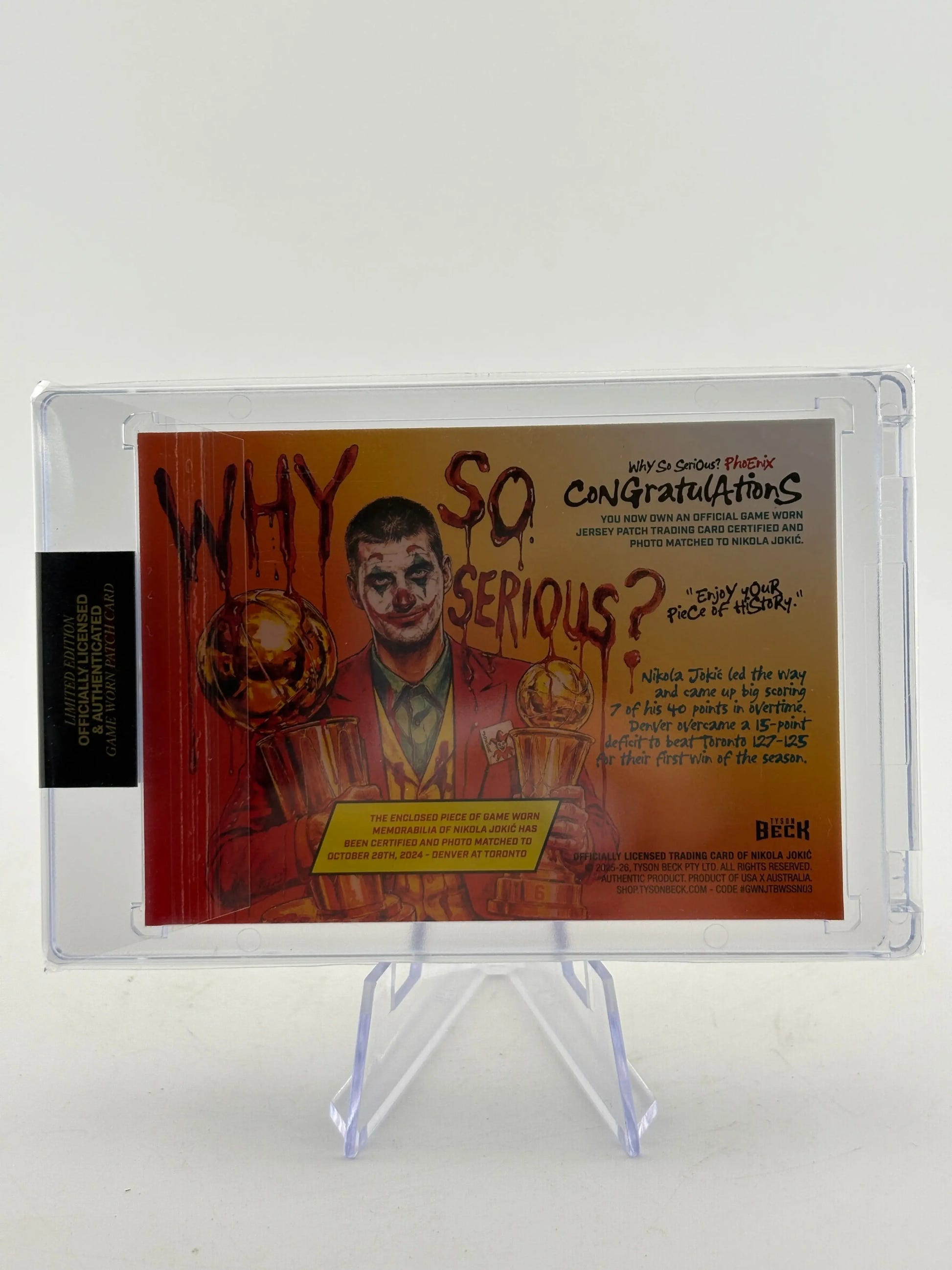 2025-26 Tyson Beck - Nikola Jokic 05/10 Patch Why So Serious? FRENLY BRICKS - Open 7 Days image 2