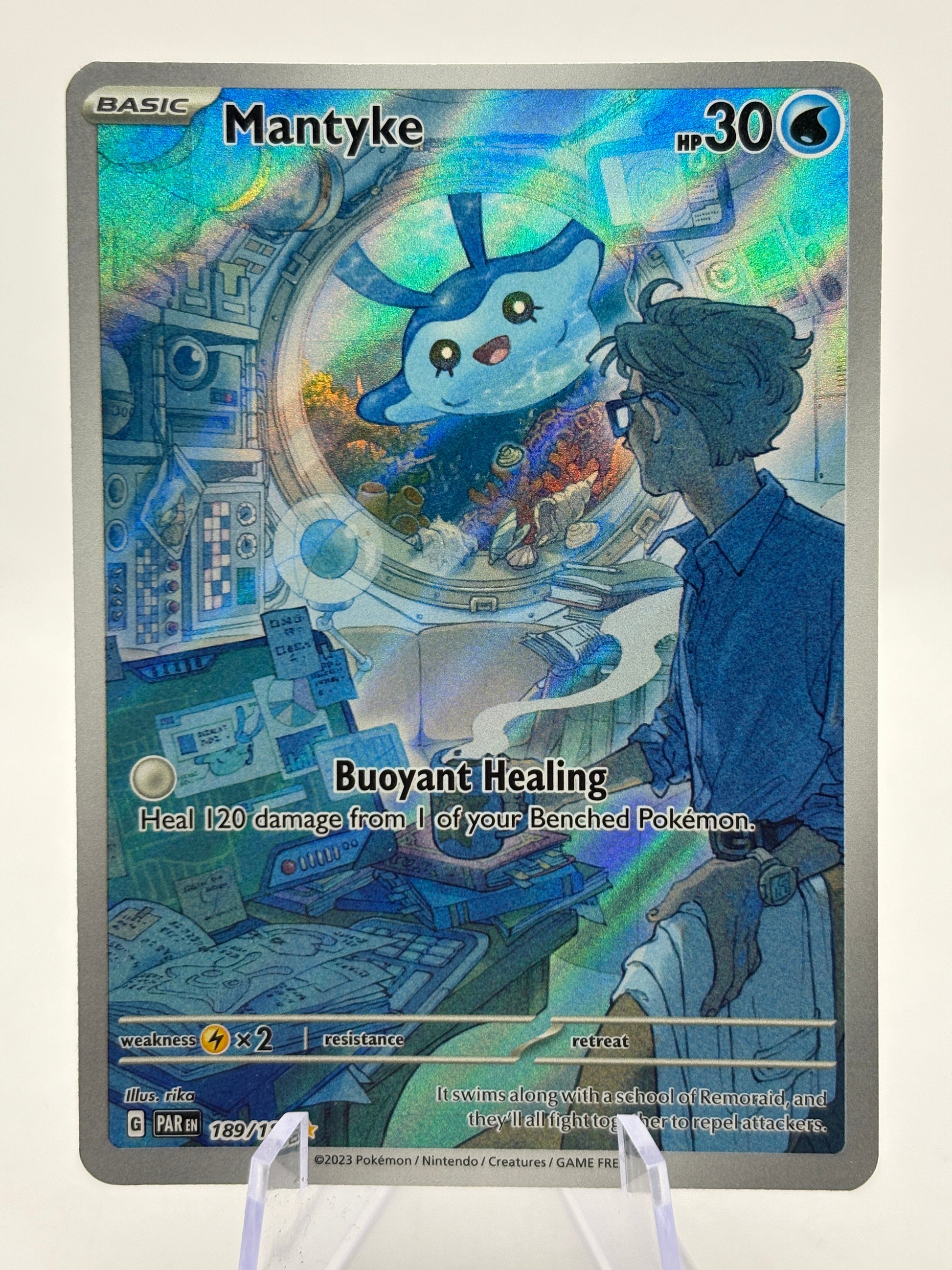 Pokemon TCG Paradox Rift - Mantyke 189/182 Illustration Rare LP FRENLY BRICKS - Open 7 Days