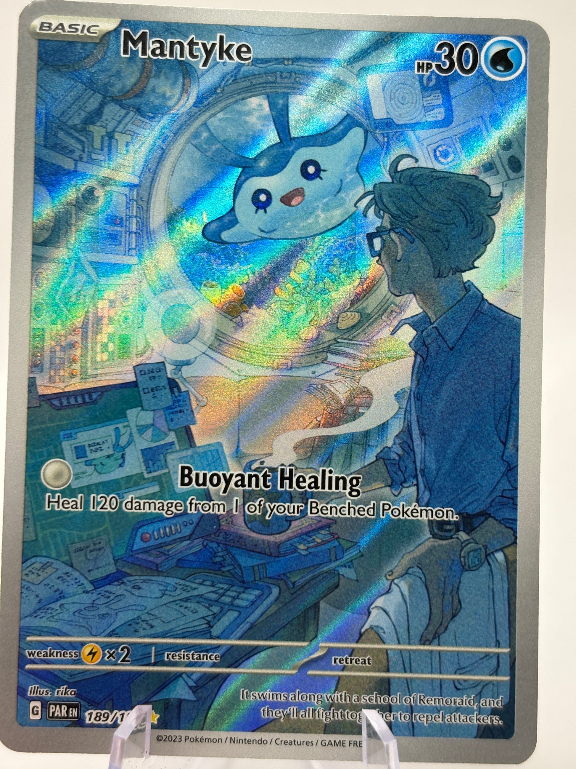 Pokemon TCG Paradox Rift - Mantyke 189/182 Illustration Rare LP FRENLY BRICKS - Open 7 Days