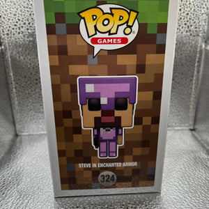 Funko POP Games - Minecraft - Steve In Enchanted Armor #324 FRENLY BRICKS - Open 7 Days