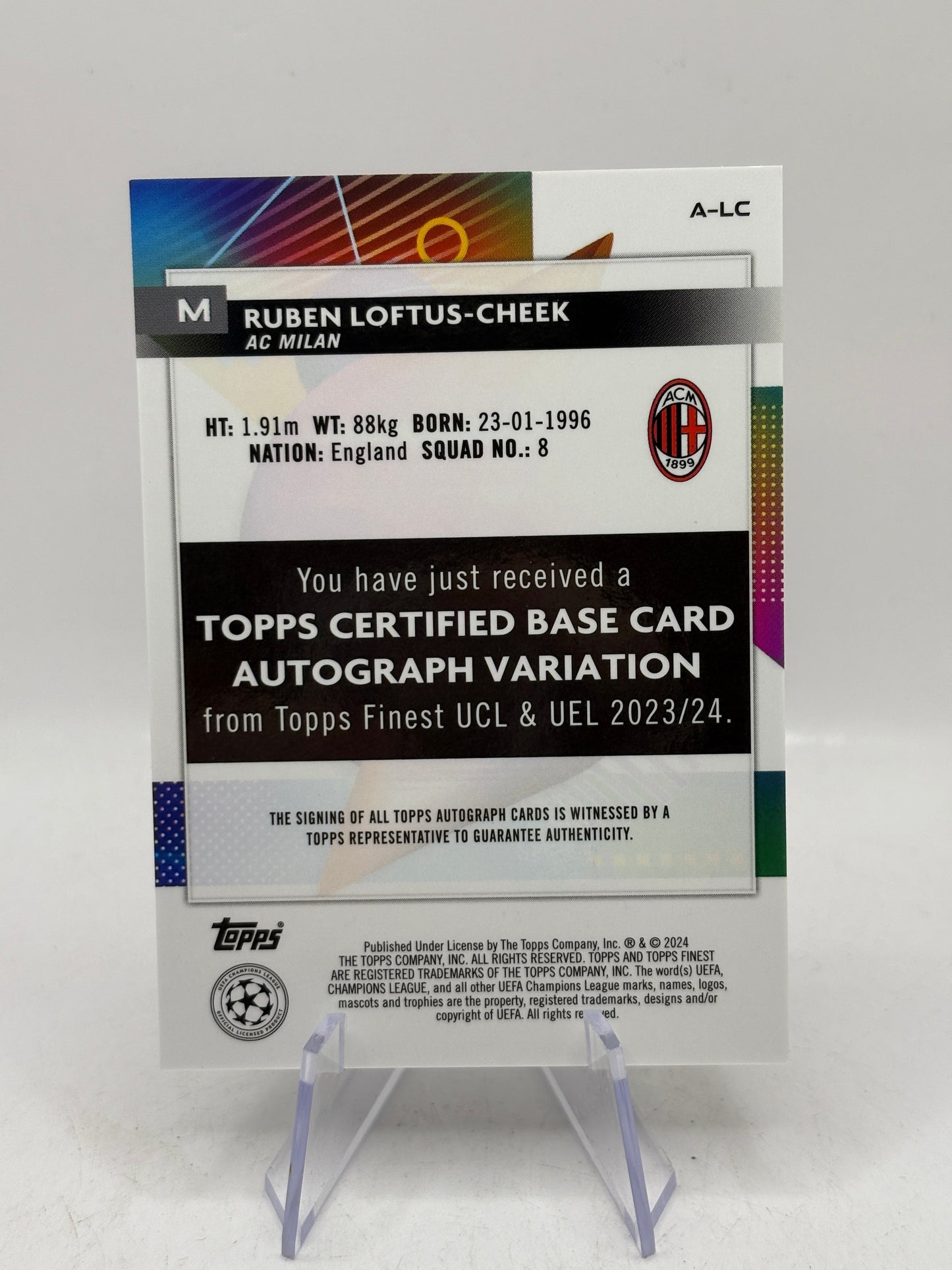2023-24 Topps Finest Ruben Loftus-Cheek AC Milan Chelsea Auto FRENLY BRICKS - Open 7 Days