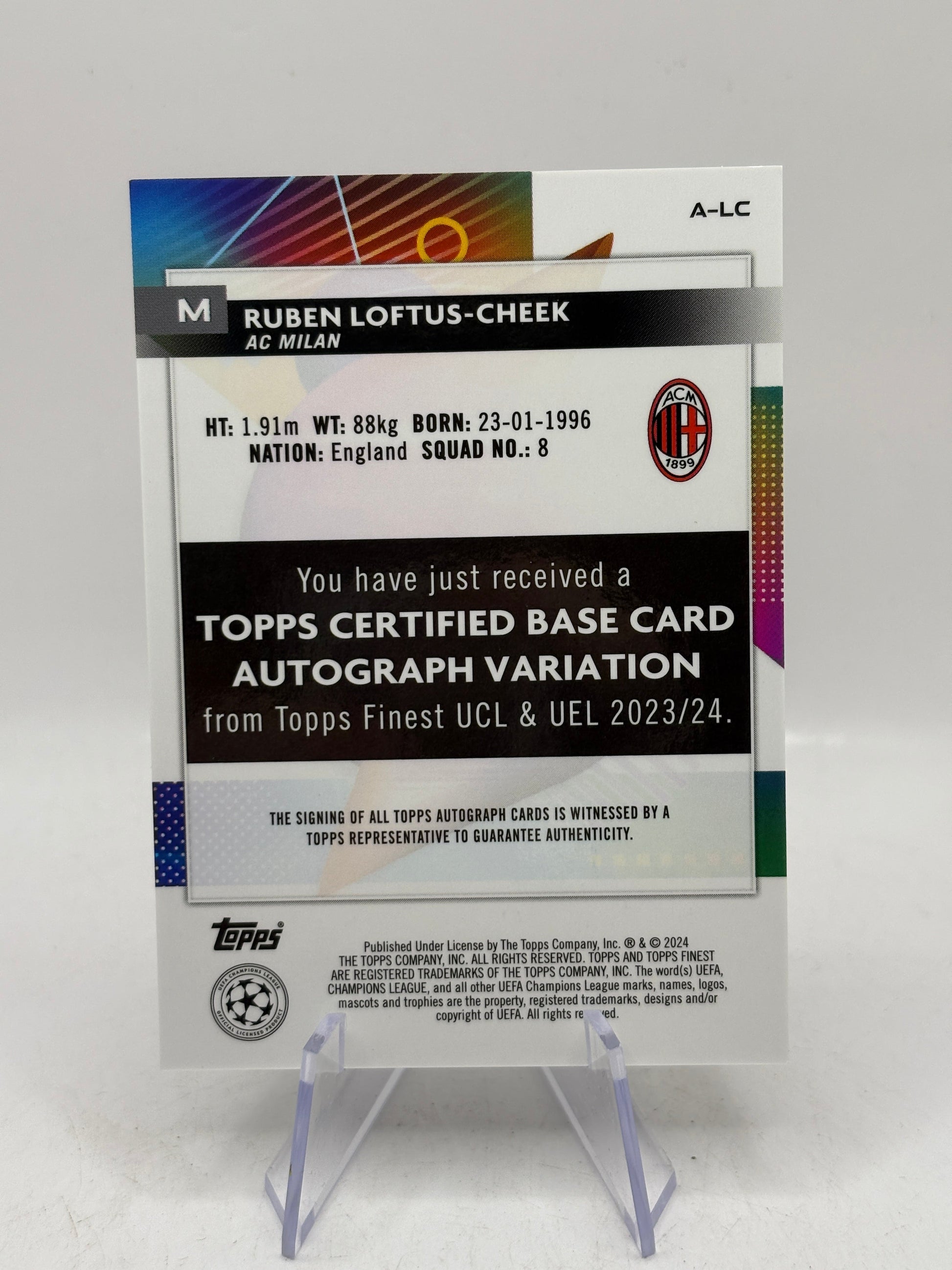 2023-24 Topps Finest Ruben Loftus-Cheek AC Milan Chelsea Auto FRENLY BRICKS - Open 7 Days
