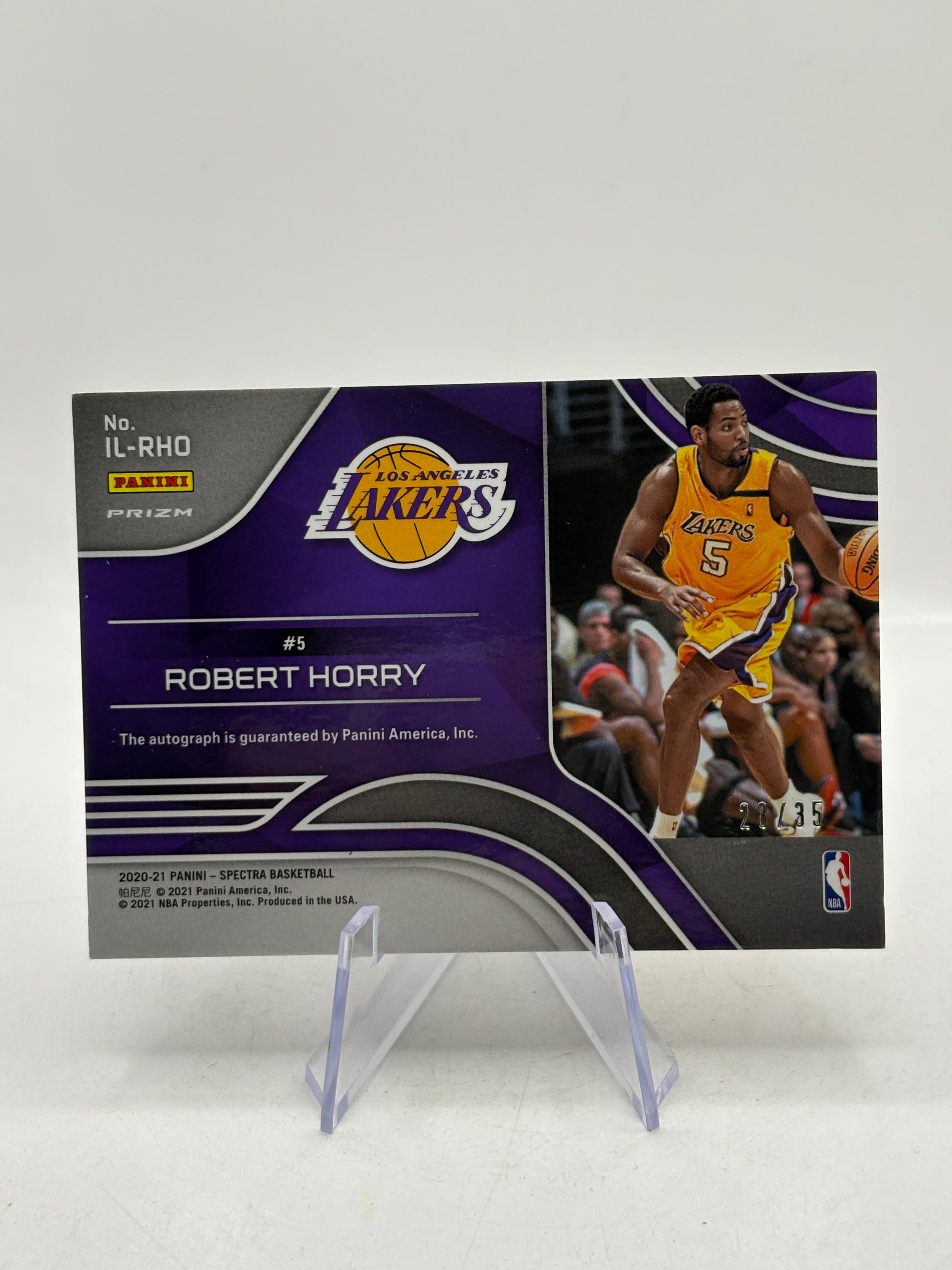 ROBERT HORRY AUTO /35 2020-2021 PANINI SPECTRA BASKETBALL Lakers, photo 2 image 2