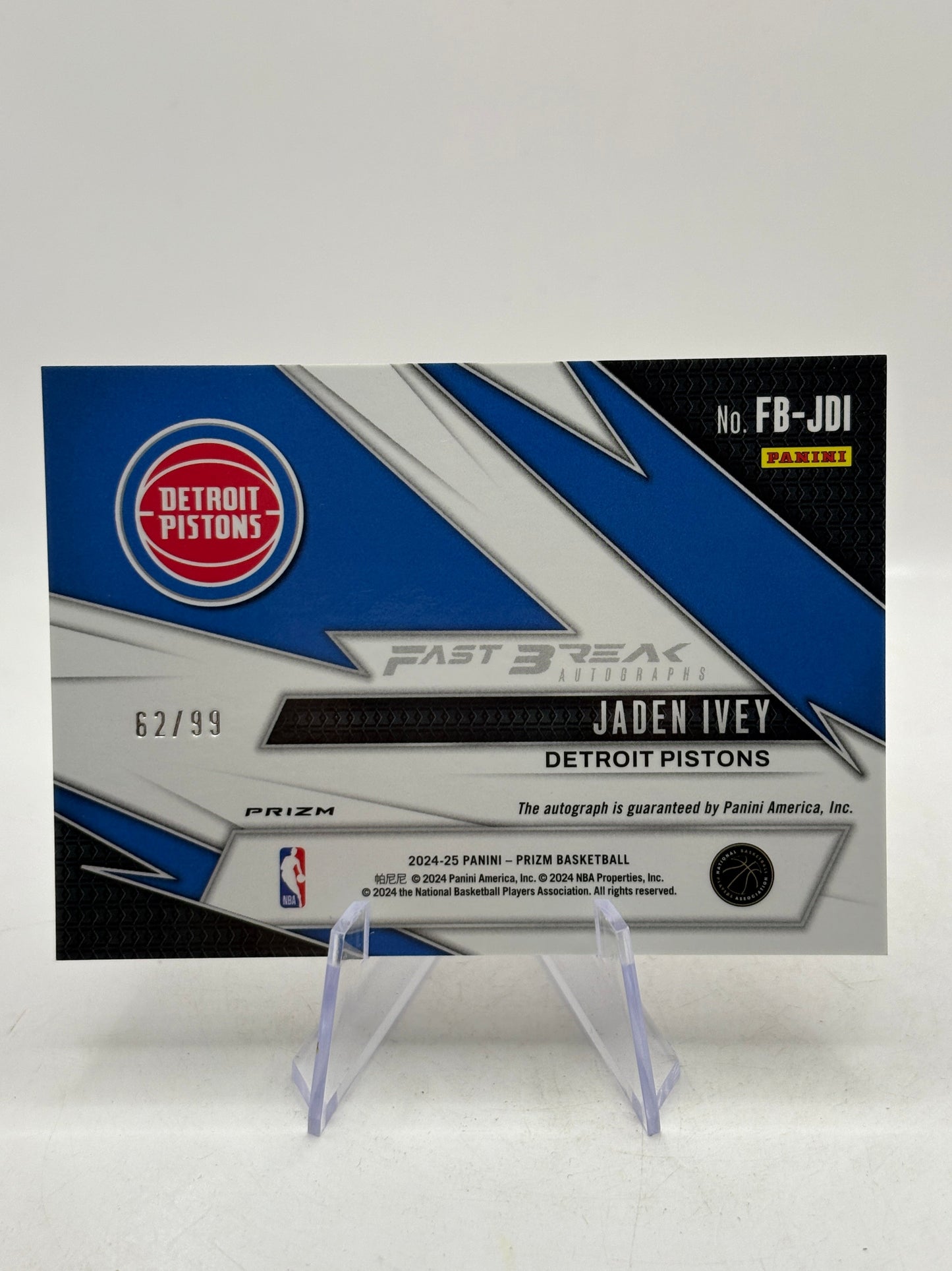 Jaden Ivey 2024-25 Prizm Fast Break Red Auto /99 Detroit FRENLY BRICKS - Open 7 Days