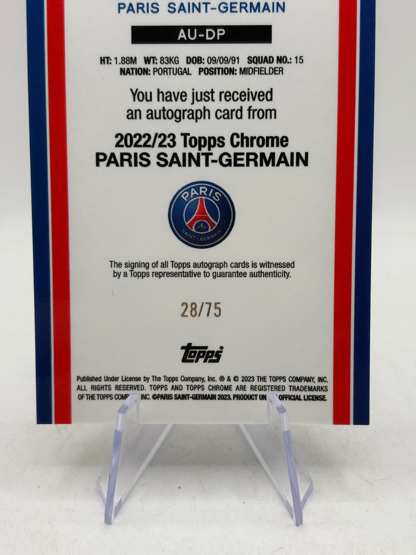 2022-23 Topps Chrome PSG - Danilo AU-DP Auto /75 FRENLY BRICKS - Open 7 Days