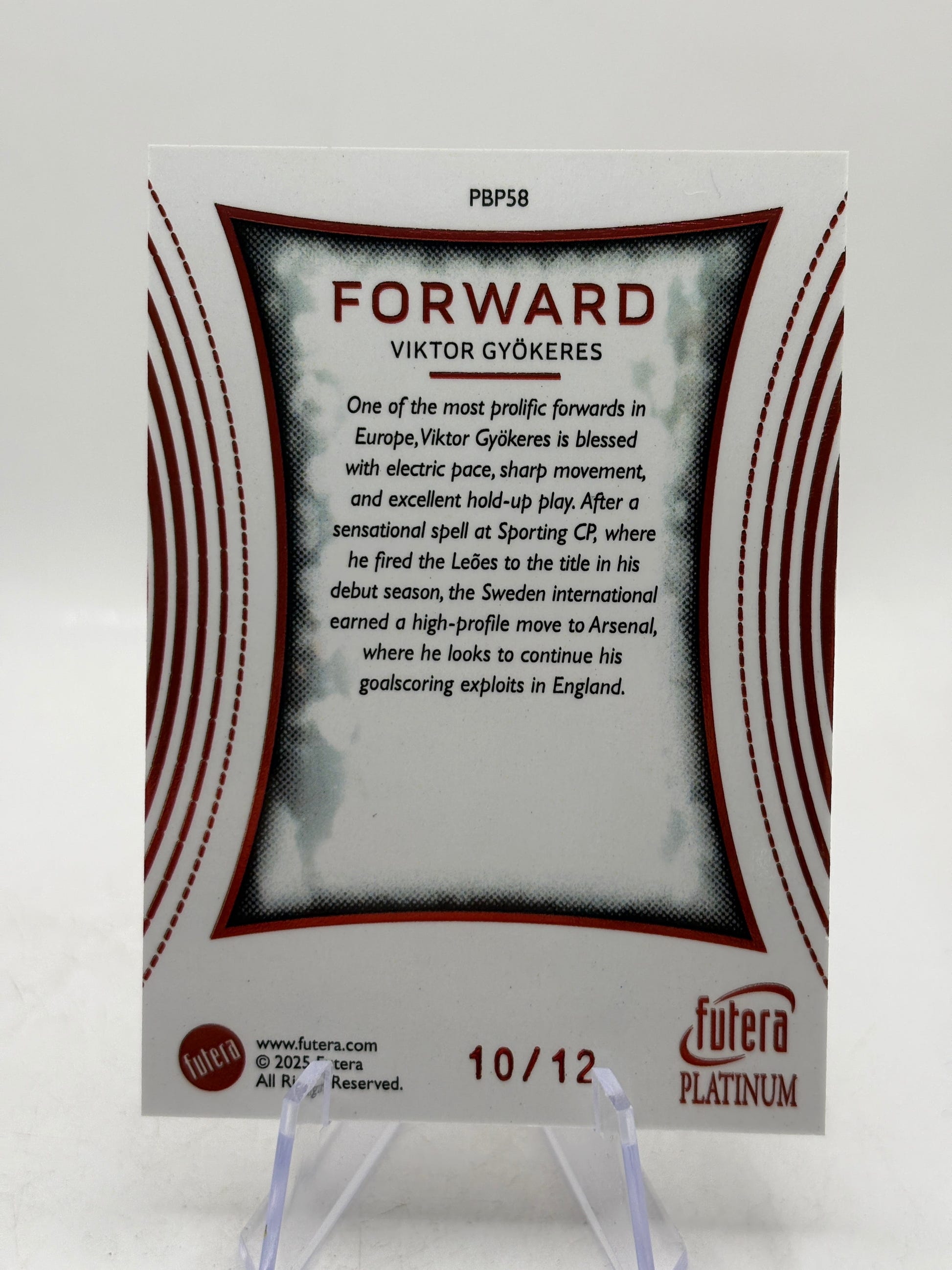 2025 Futera Platinum #PBP58 Viktor Gyokeres 10/12 FRENLY BRICKS - Open 7 Days image 2