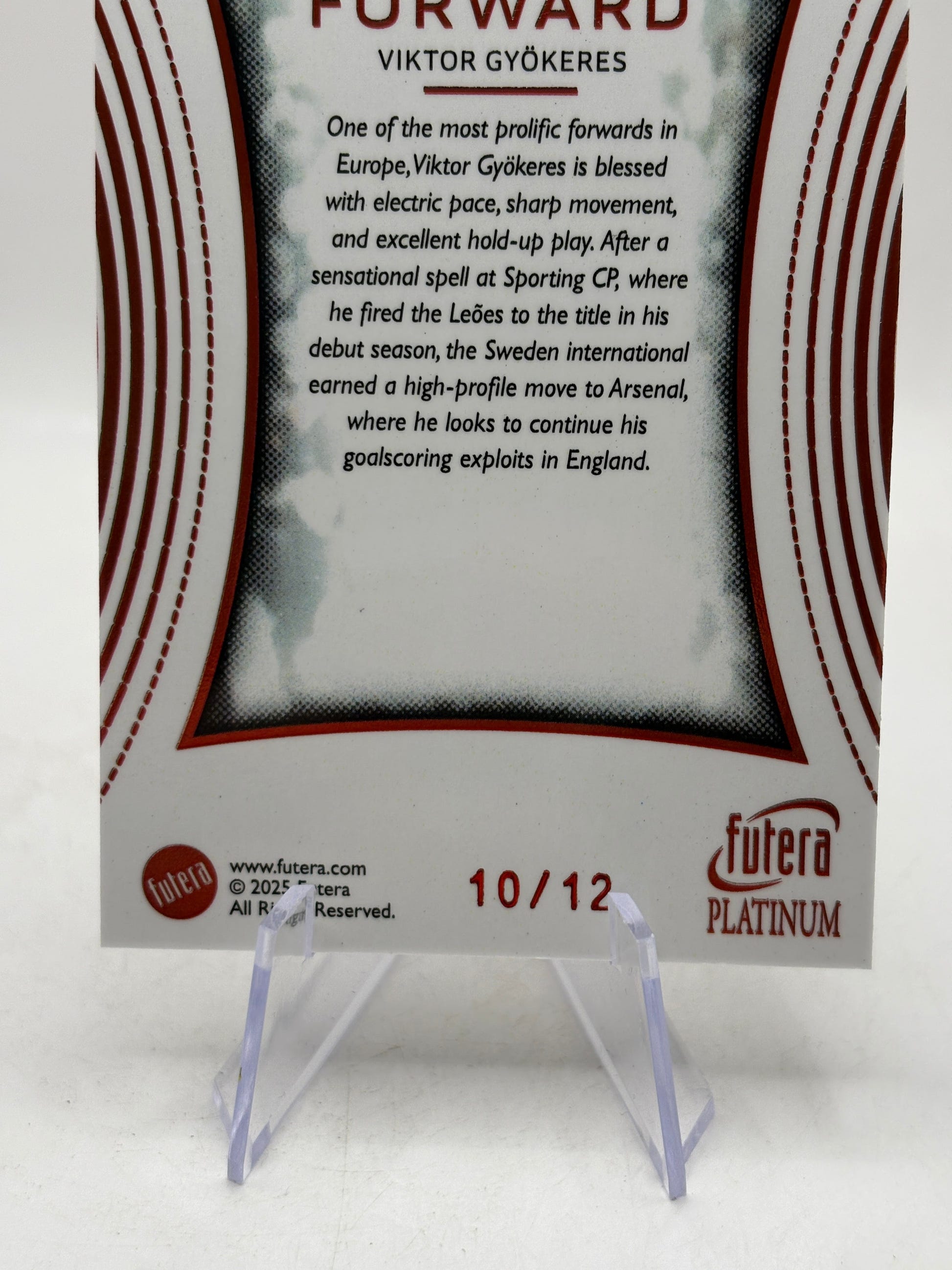 2025 Futera Platinum #PBP58 Viktor Gyokeres 10/12 FRENLY BRICKS - Open 7 Days image 4