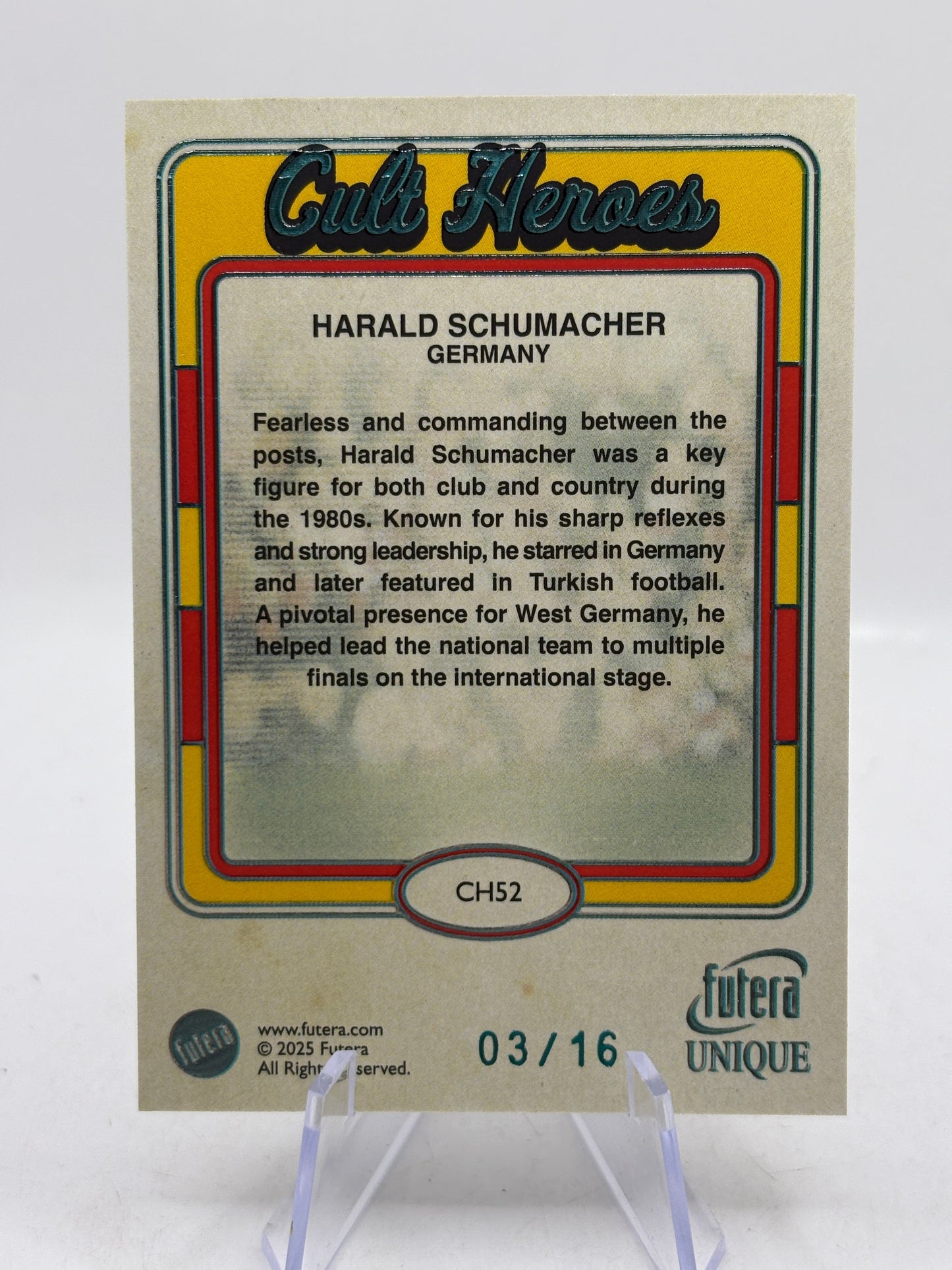 2025 Futera Unique Cult Heroes #CH52 Harald Schumacher 03/16 FRENLY BRICKS - Open 7 Days