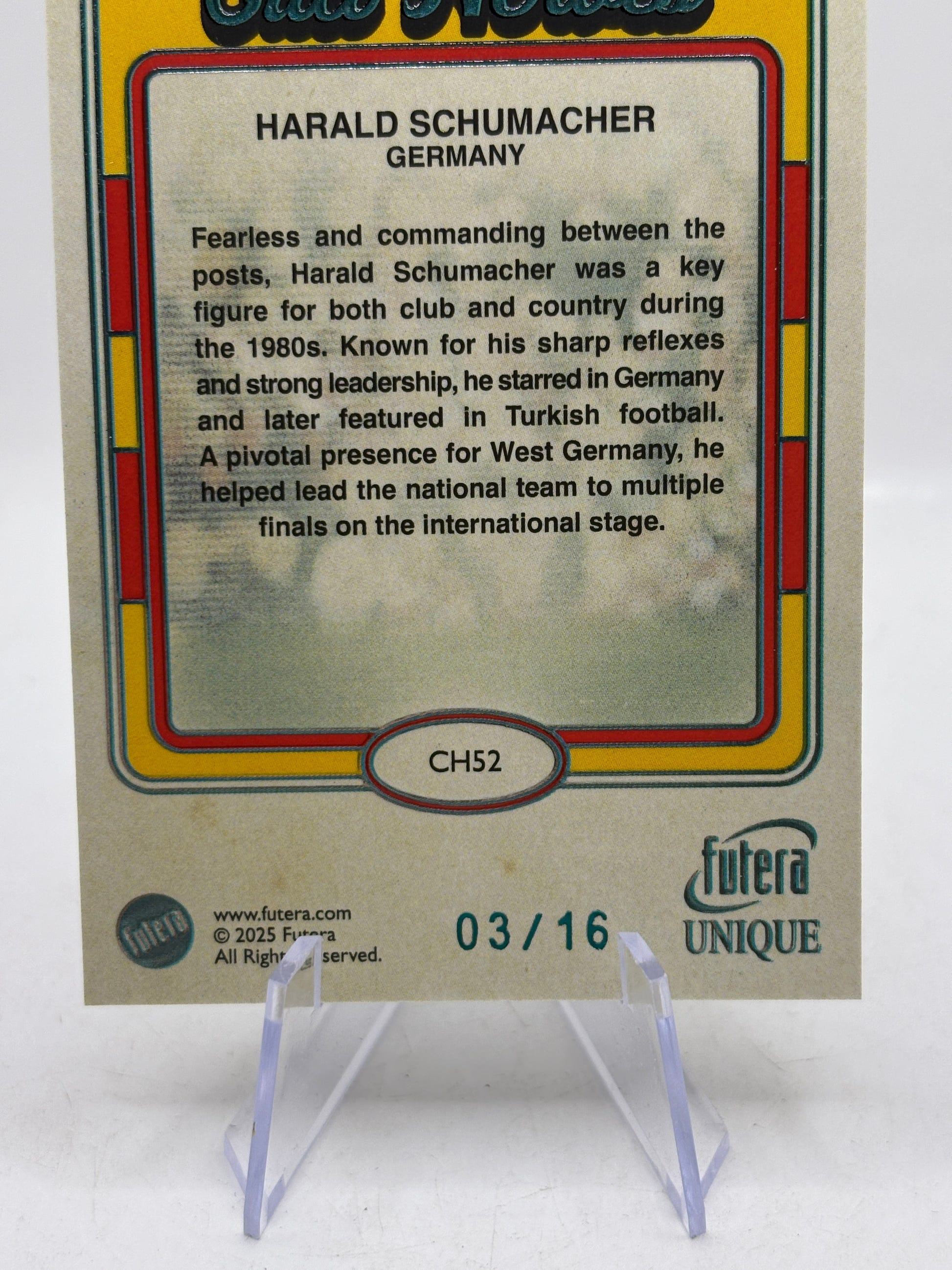 2025 Futera Unique Cult Heroes #CH52 Harald Schumacher 03/16 FRENLY BRICKS - Open 7 Days image 4