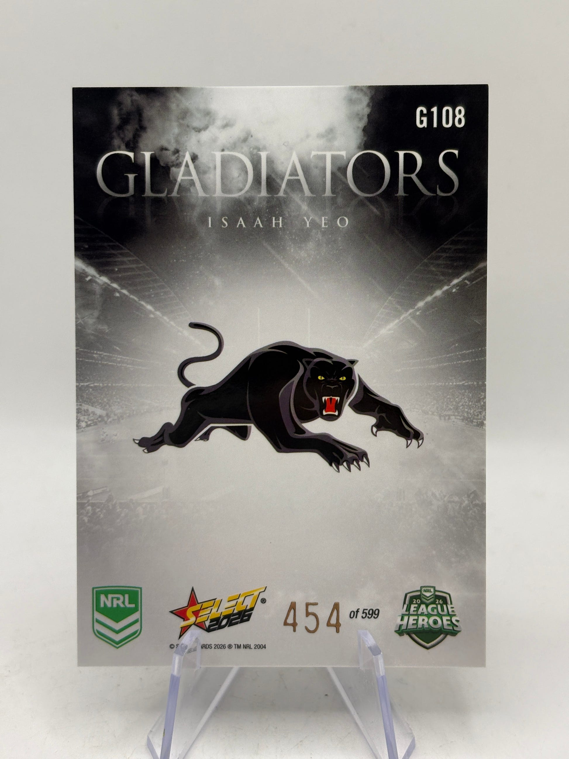2026 NRL League Heroes Gladiators - G108 Isaah Yeo /599 Insert Card Panthers FRENLY BRICKS - Open 7 Days image 2