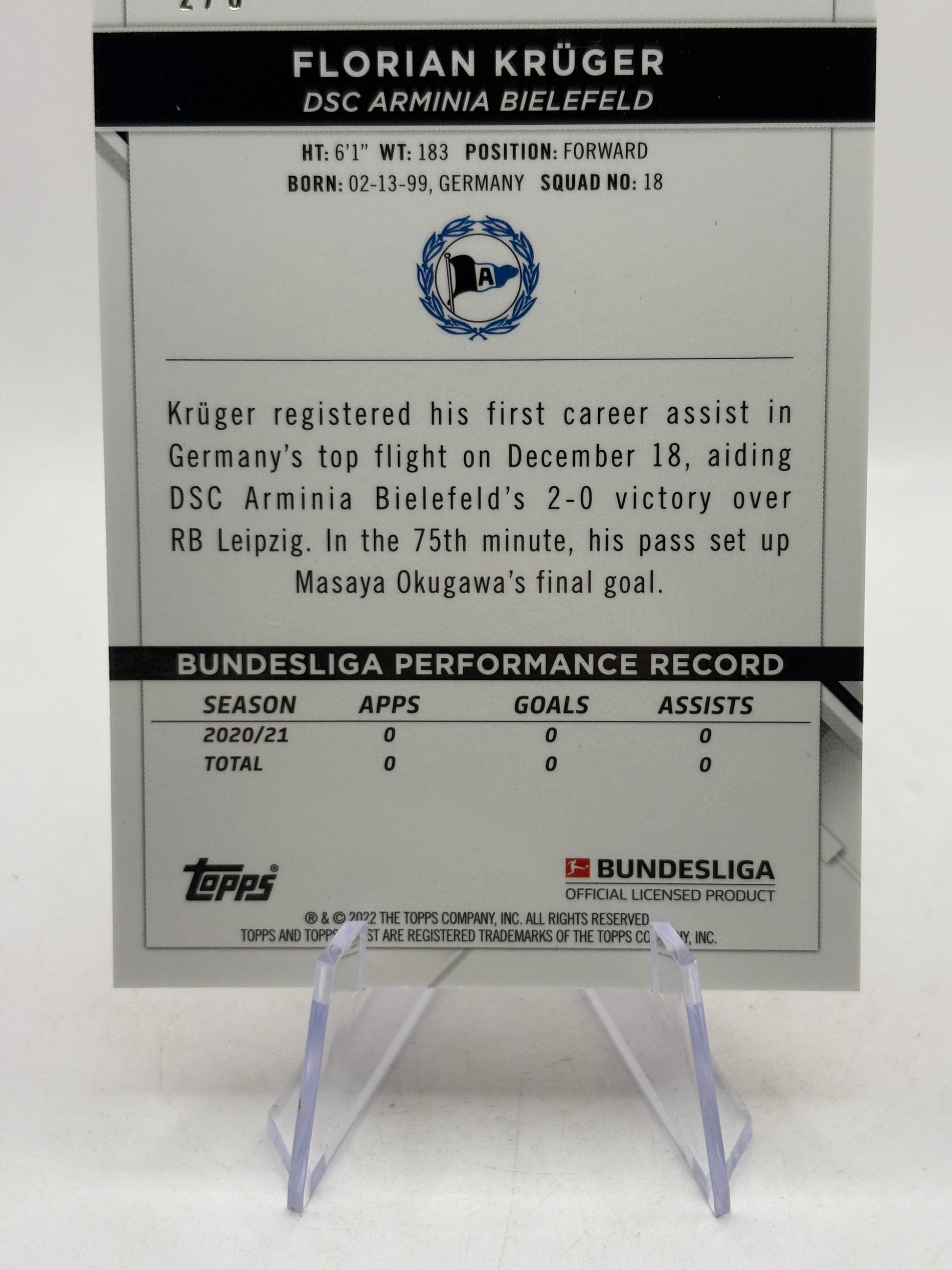 2022-23 Topps Bundesliga #29 Florian Kruger 2/5 Red Rookie FRENLY BRICKS - Open 7 Days image 4