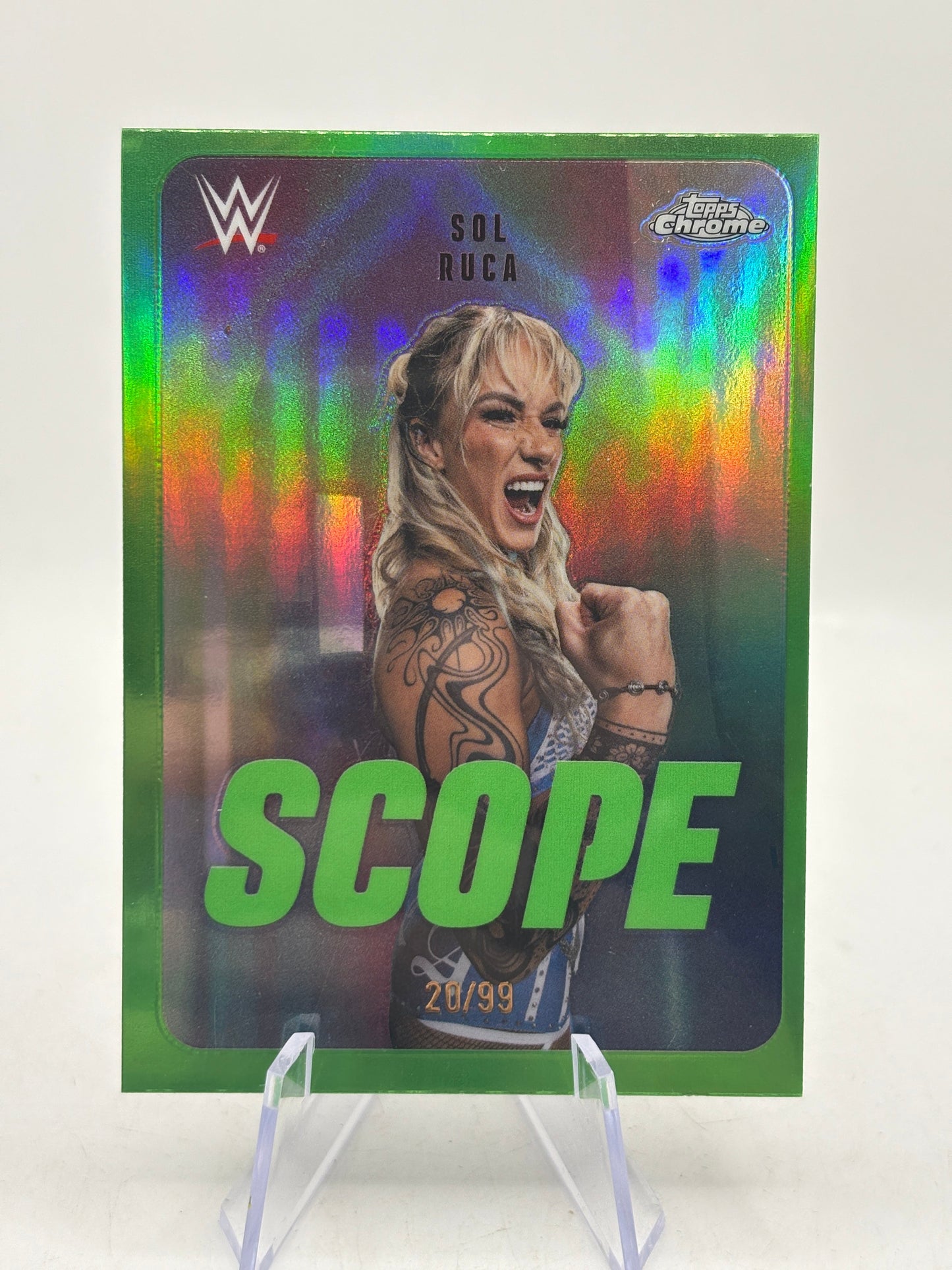 2026 Topps Chrome WWE Sol Ruca Scope Green Refractor #/99 FRENLY BRICKS - Open 7 Days