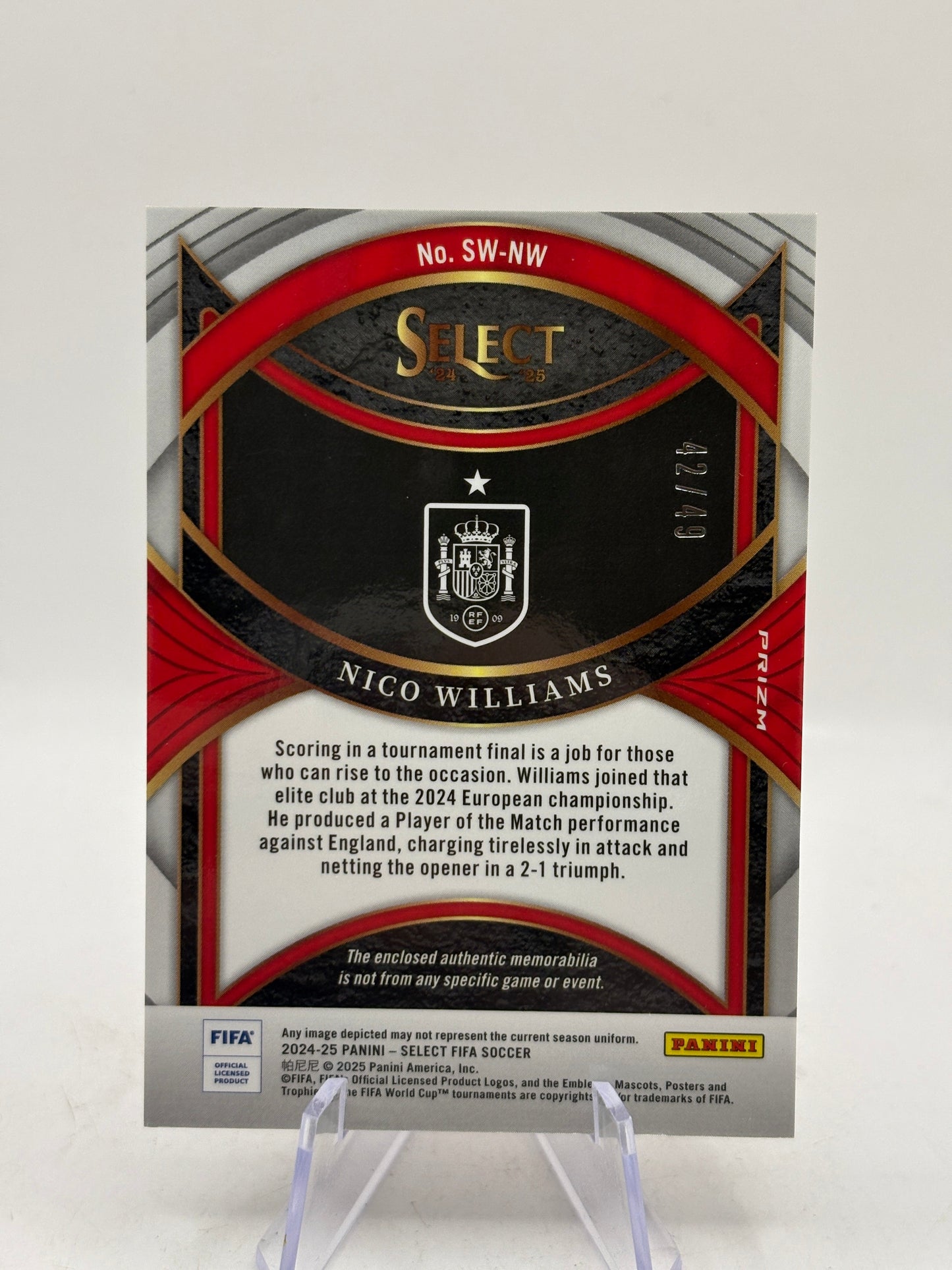 2024-25 Panini Select Nico Williams #SW-NW Patch /49 FRENLY BRICKS - Open 7 Days