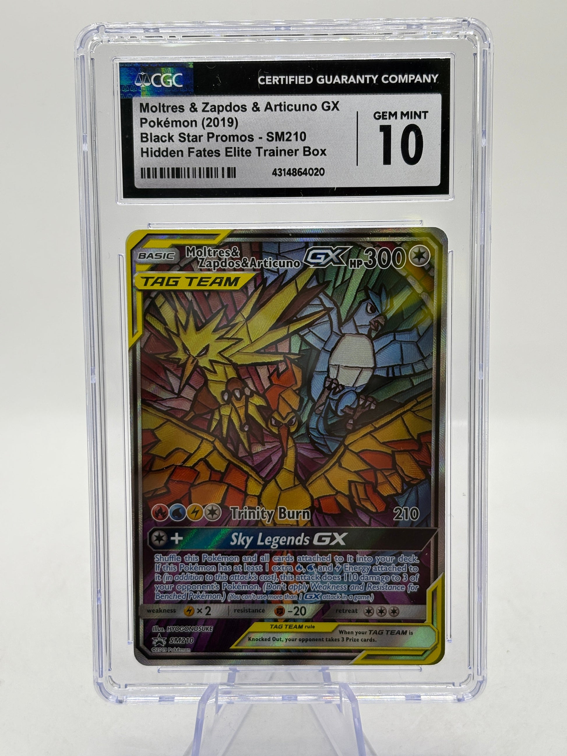 Pokemon TCG Hidden Fates - Moltres & Zapdos & Articuno GX SM210 CGC 10 Gem Mint FRENLY BRICKS - Open 7 Days