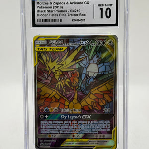 Pokemon TCG Hidden Fates - Moltres & Zapdos & Articuno GX SM210 CGC 10 Gem Mint FRENLY BRICKS - Open 7 Days