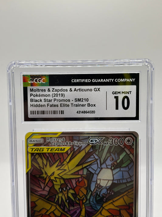 Pokemon TCG Hidden Fates - Moltres & Zapdos & Articuno GX SM210 CGC 10 Gem Mint FRENLY BRICKS - Open 7 Days
