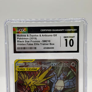 Pokemon TCG Hidden Fates - Moltres & Zapdos & Articuno GX SM210 CGC 10 Gem Mint FRENLY BRICKS - Open 7 Days
