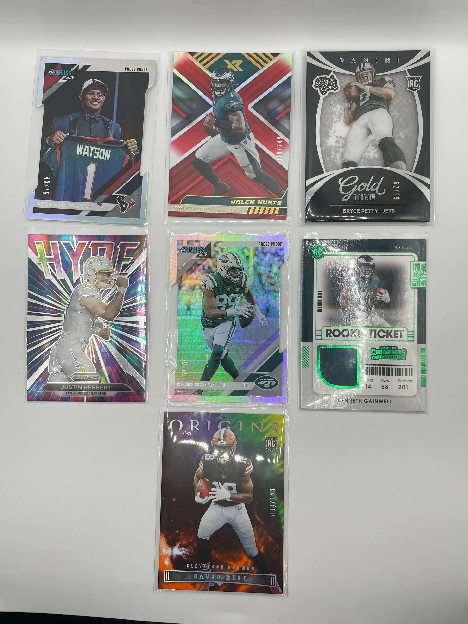 NFL Patch & Numbered card lot 7 players (lot#1) FRENLY BRICKS - Open 7 Days