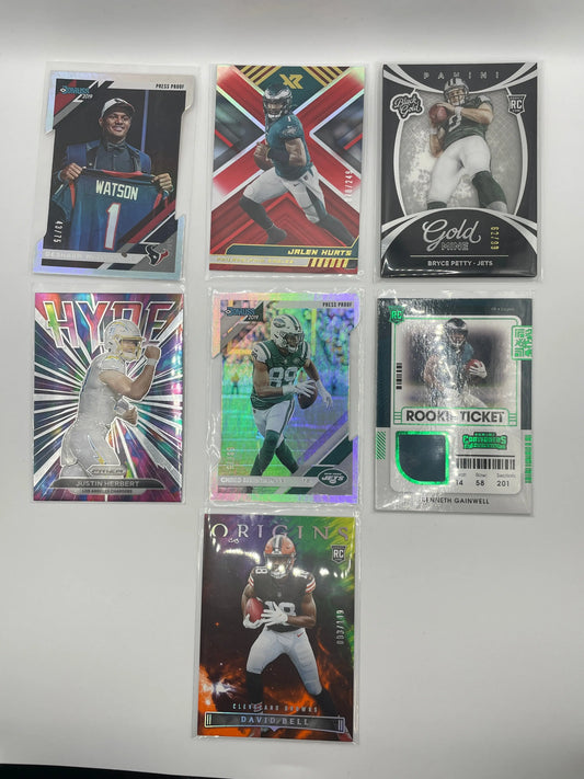 NFL Patch & Numbered card lot 7 players (lot#1) FRENLY BRICKS - Open 7 Days