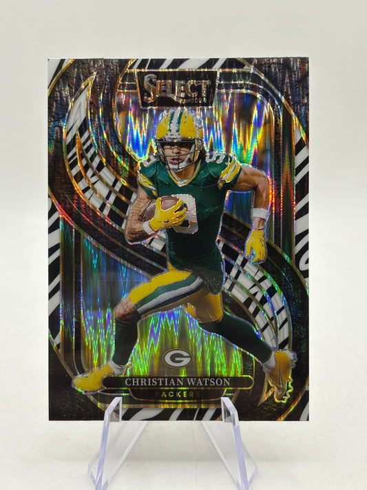 2024 Panini Select - Premier Level Christian Watson #138 Zebra Prizm Case Hit FRENLY BRICKS - Open 7 Days