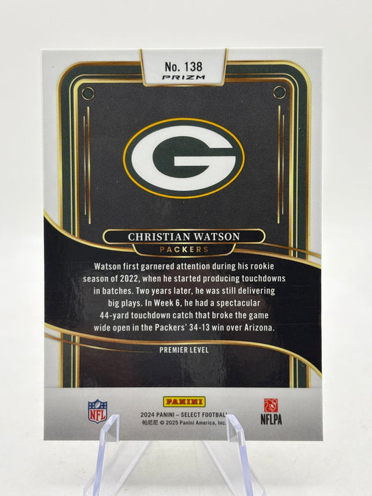 2024 Panini Select - Premier Level Christian Watson #138 Zebra Prizm Case Hit FRENLY BRICKS - Open 7 Days