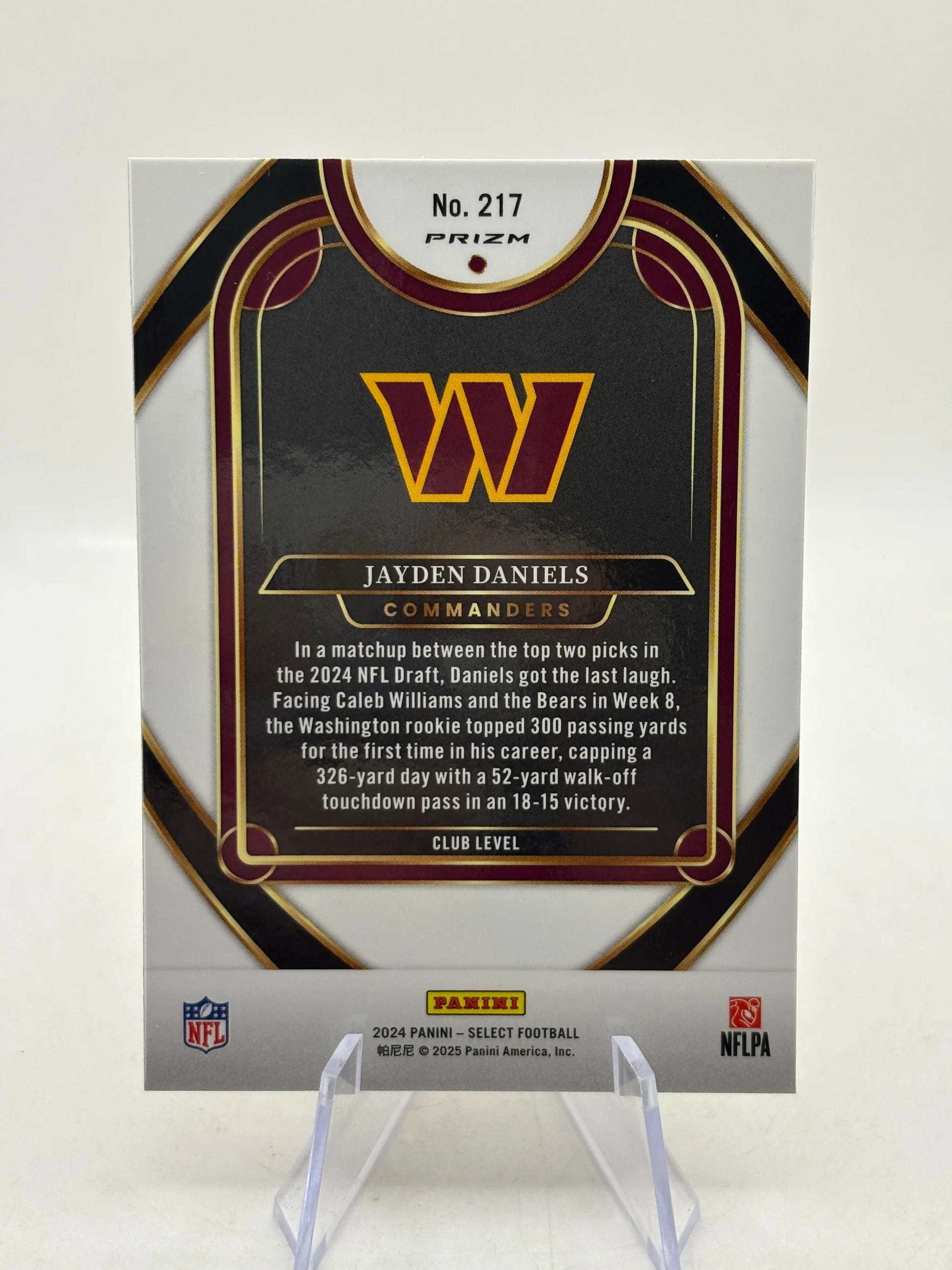 2024 Panini Select - Club Level Jayden Daniels #217 Yellow & Red Shock Prizm (RC) FRENLY BRICKS - Open 7 Days image 2
