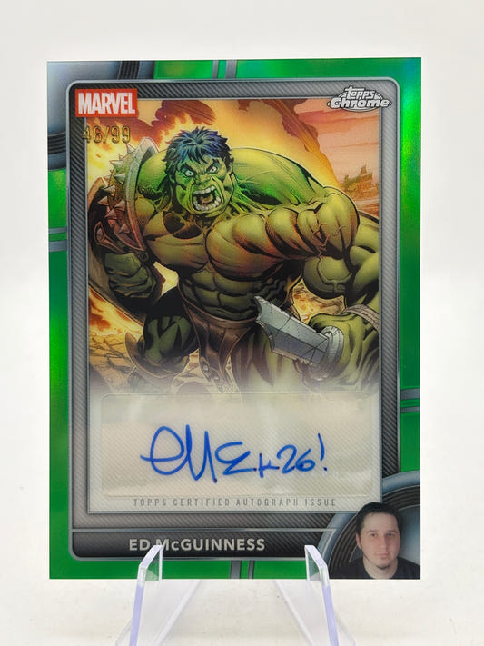 2026 Topps Chrome Marvel Comic Book Artist Auto Green /99 Ed McGuiness Hulk