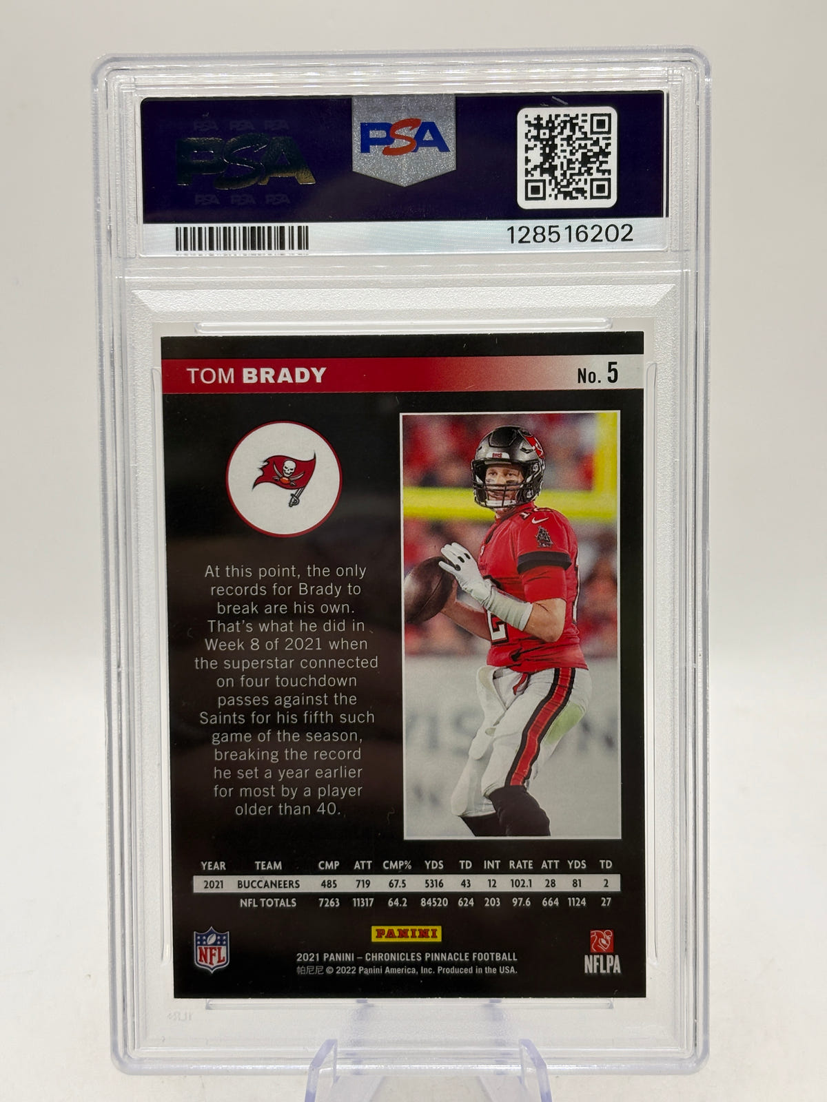 2021 Panini Chronicles Pinnacle #5 Tom Brady Pinnacle PSA 9 Patriots NFL Mint image 2