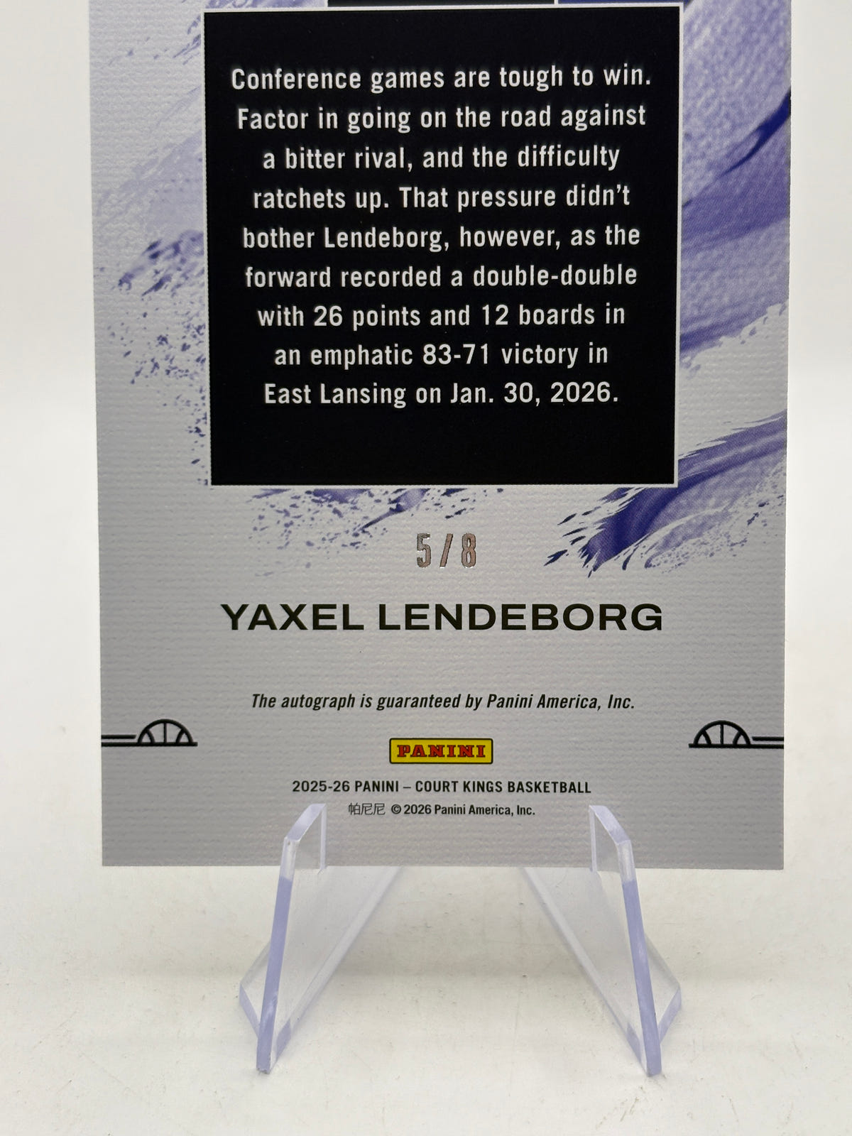 2025-26 Panini Court Kings Basketball #BST-YAX Yaxel Lendeborg Auto Brush Strokes 5/8 image 4