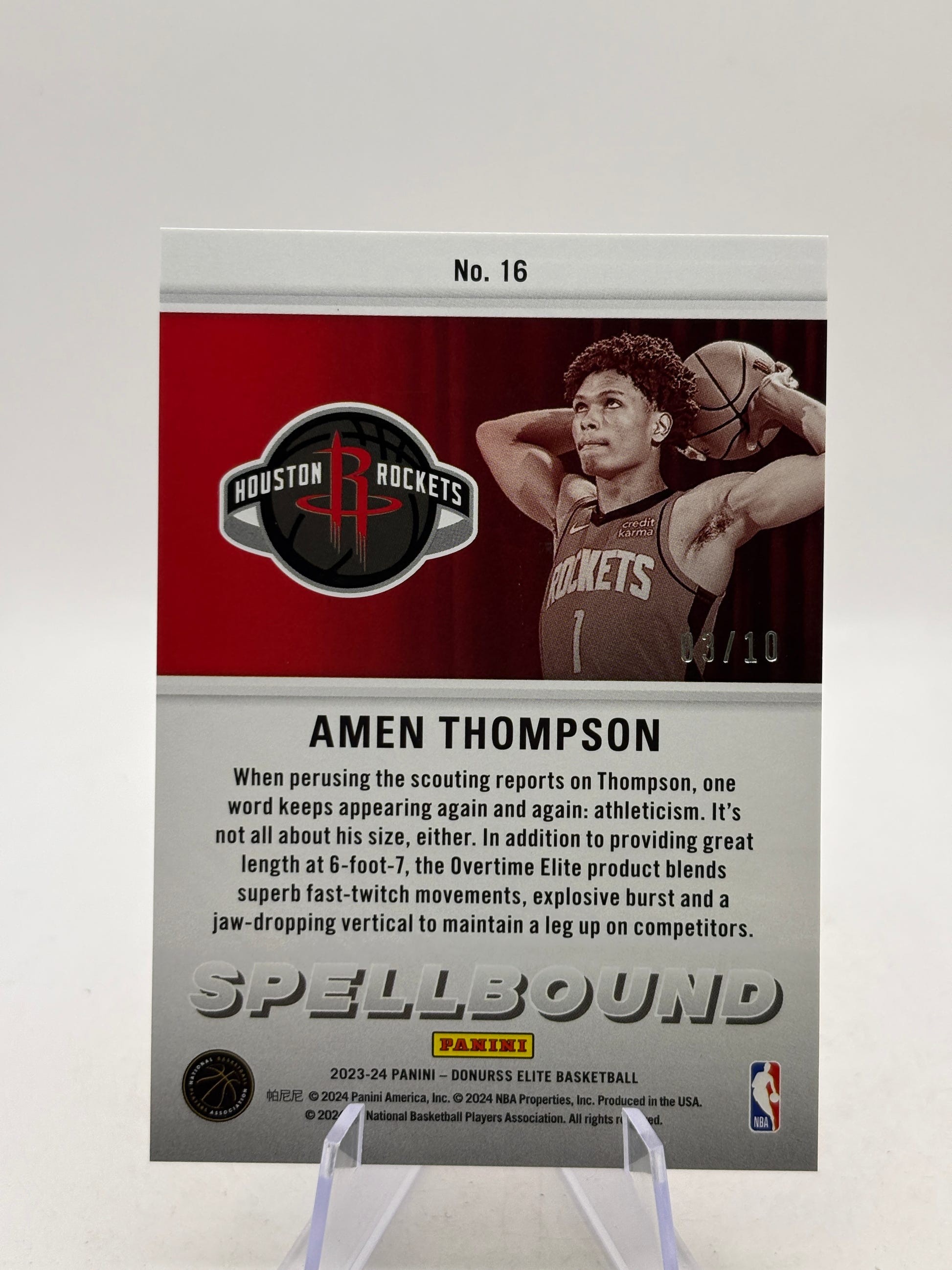 2023-24 Panini Donruss Elite #16 Amen Thompson 03/10 Spellbound A image 2