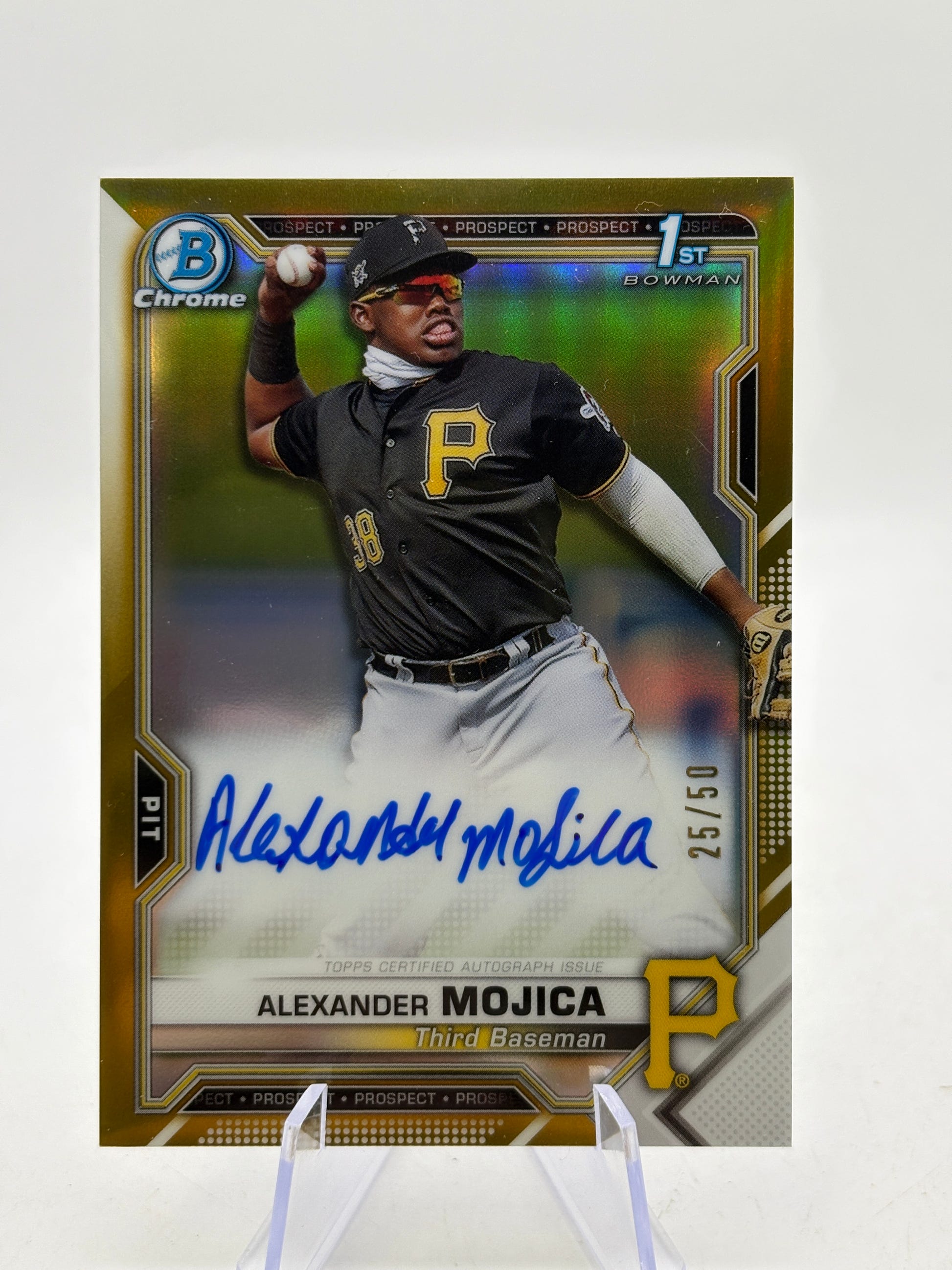 2021 Bowman Chrome Prospect Gold Refractor /50 Alexander Mojica Auto image 1