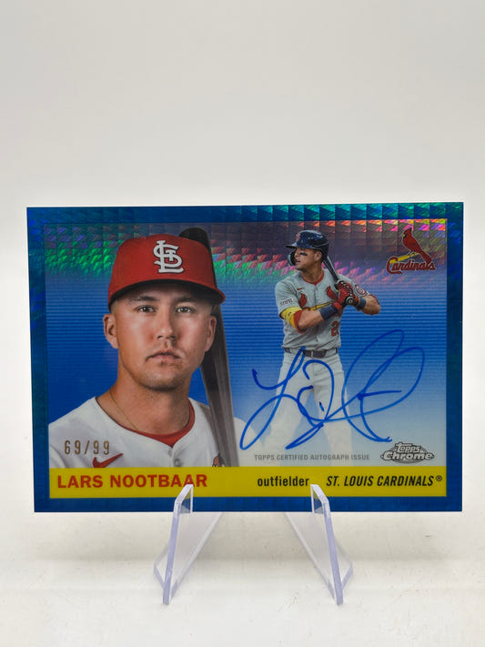 2025 Topps Chrome Platinum Lars Nootbaar Auto Cream/Blue Refractor #/99