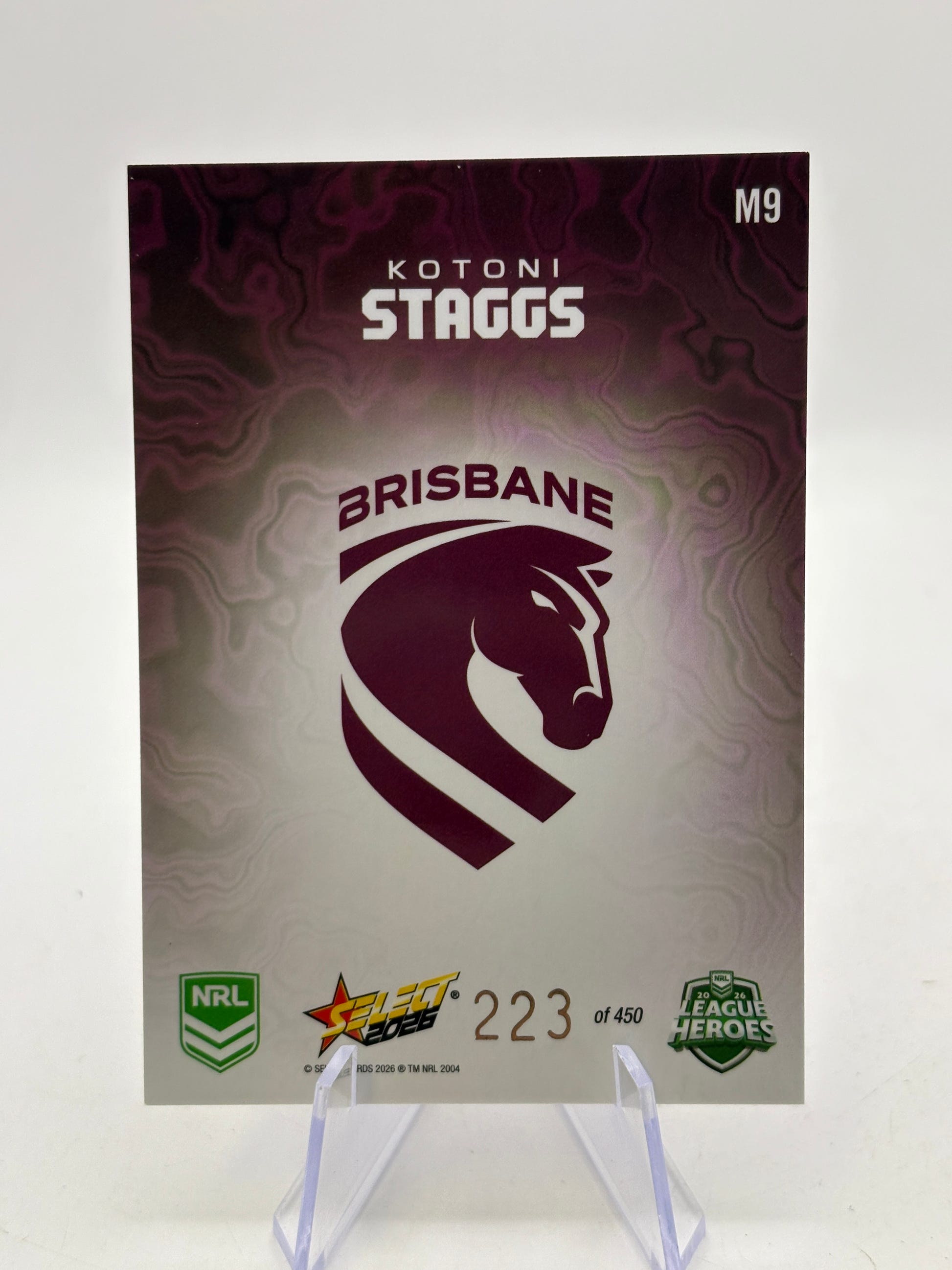 2026 SELECT NRL LEAGUE HEROES MERCURY M009 KOTONI STAGGS /450 BRONCOS image 2