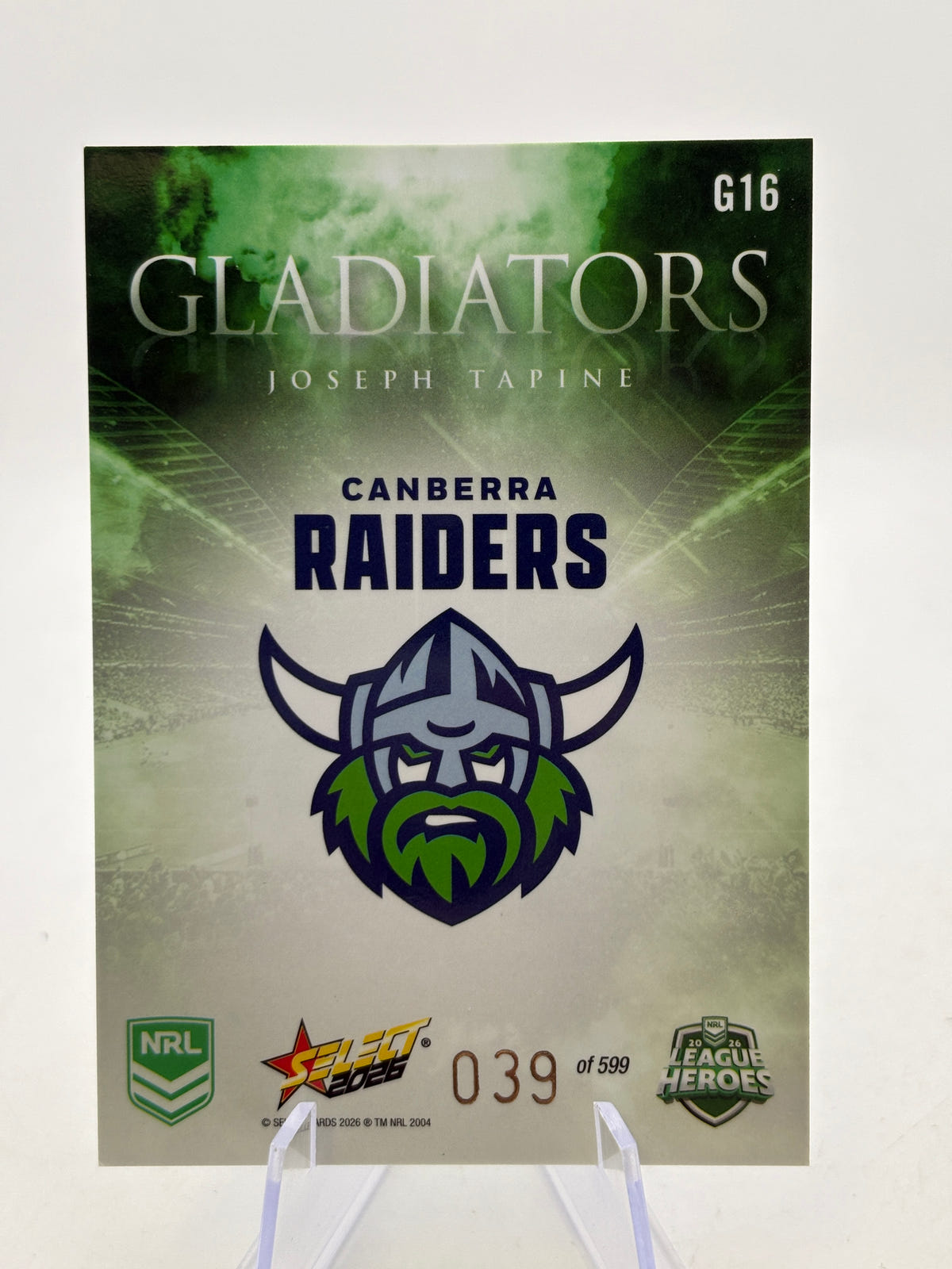 2026 Select League Heroes NRL - JOSEPH TAPINE - Canberra - Gladiators /599 image 2