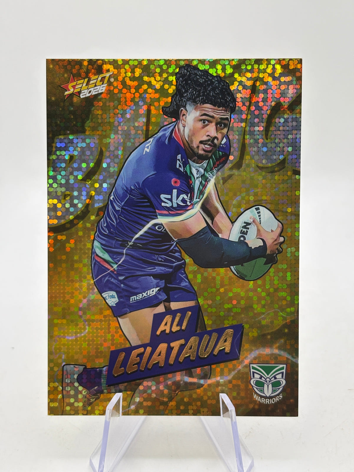 2026 Select NRL League Heroes Bang Gold BG77 ALI LEIATAUA New Zealand Warriors image 1
