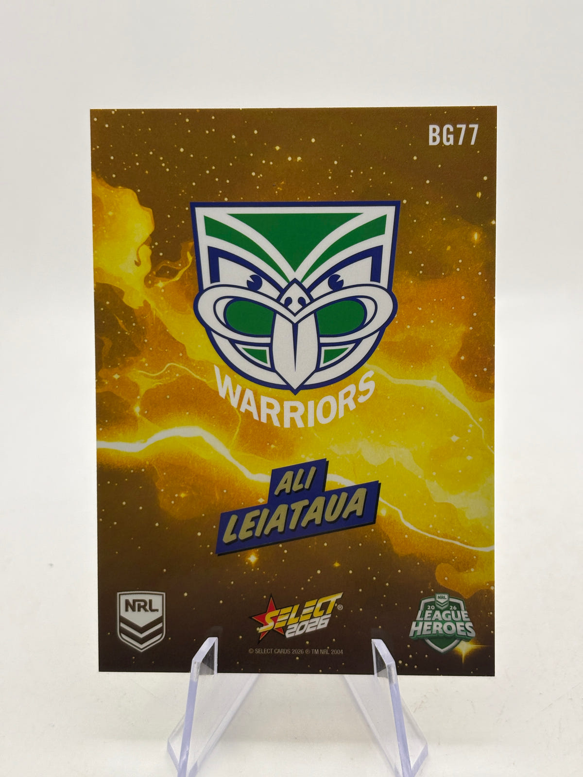 2026 Select NRL League Heroes Bang Gold BG77 ALI LEIATAUA New Zealand Warriors image 2