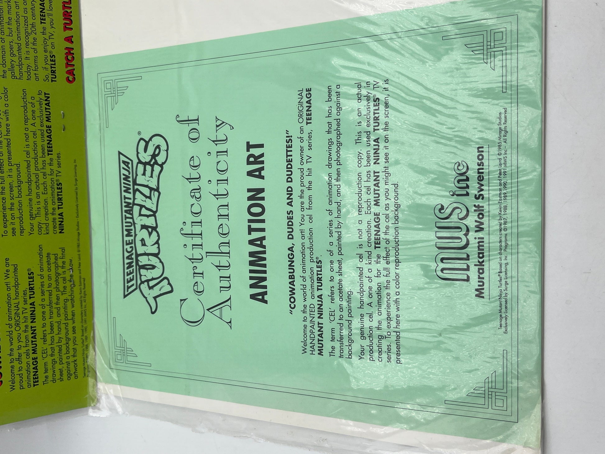 Teenage Mutant Ninja Turtles, Animation Production Cel MWS (1991) W/COA Shredder FRENLY BRICKS - Open 7 Days