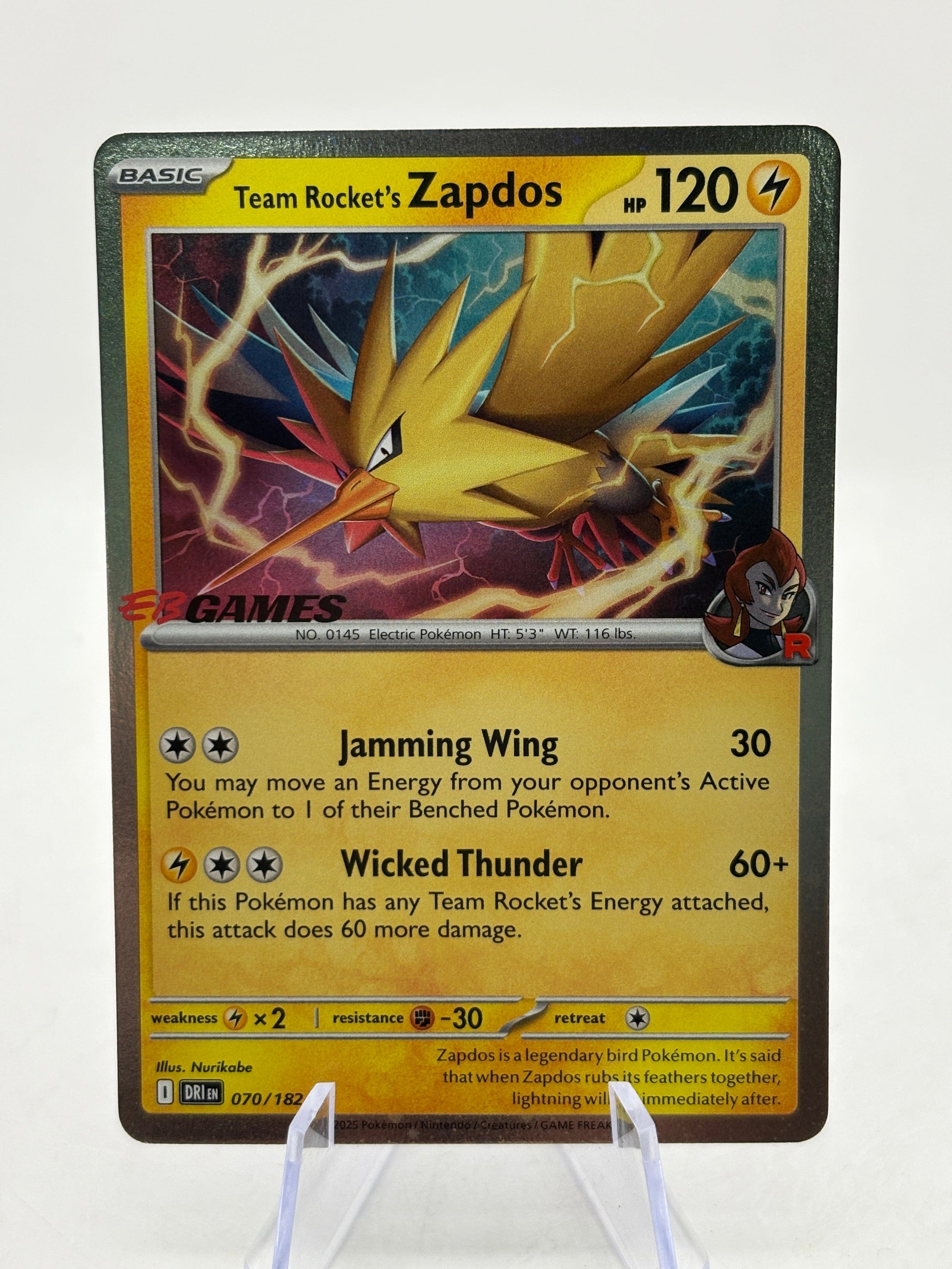 Pokemon TCG Destined Rivals - Team Rocket’s Zapdos 070/182 EB Games NM FRENLY BRICKS - Open 7 Days