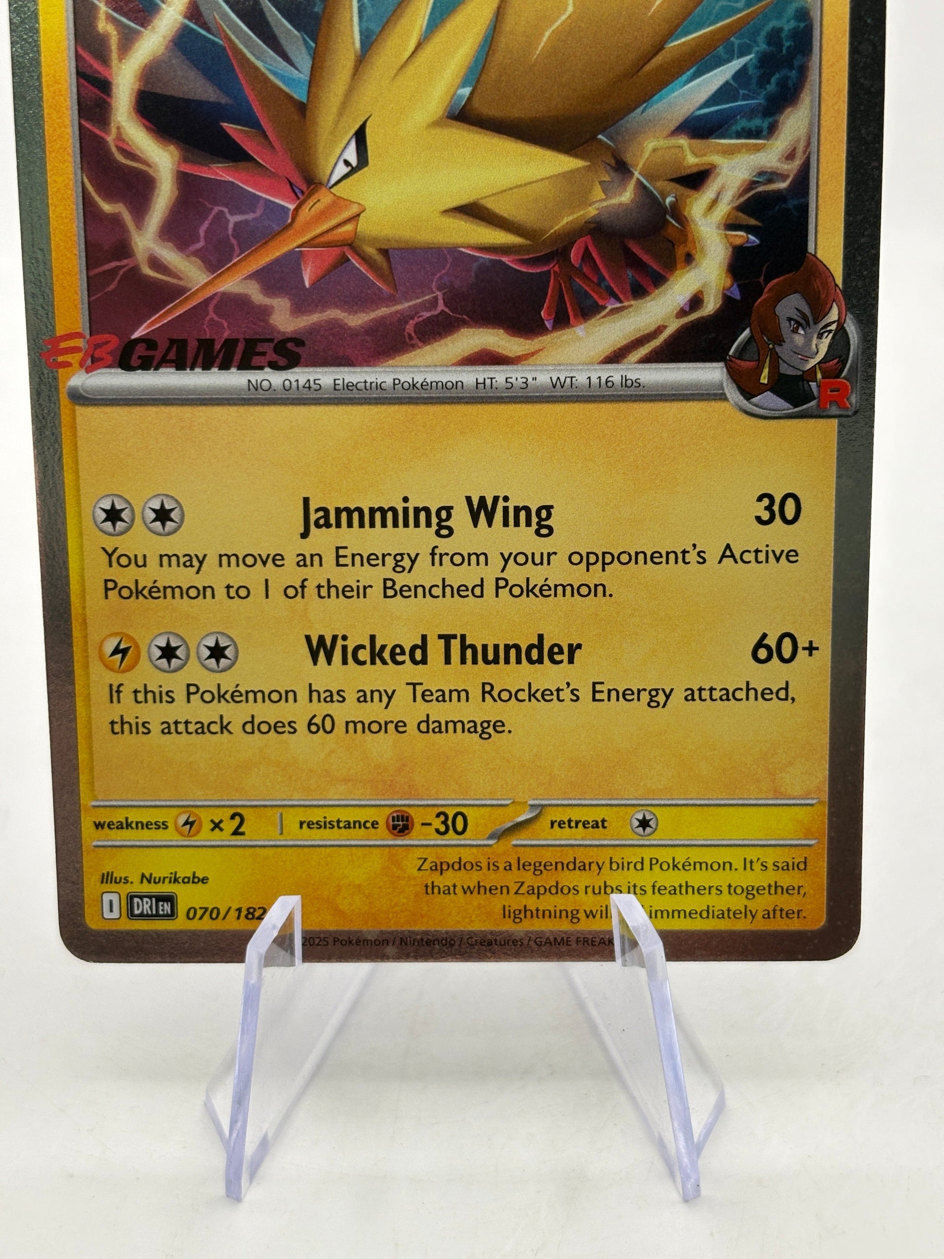 Pokemon TCG Destined Rivals - Team Rocket’s Zapdos 070/182 EB Games NM FRENLY BRICKS - Open 7 Days