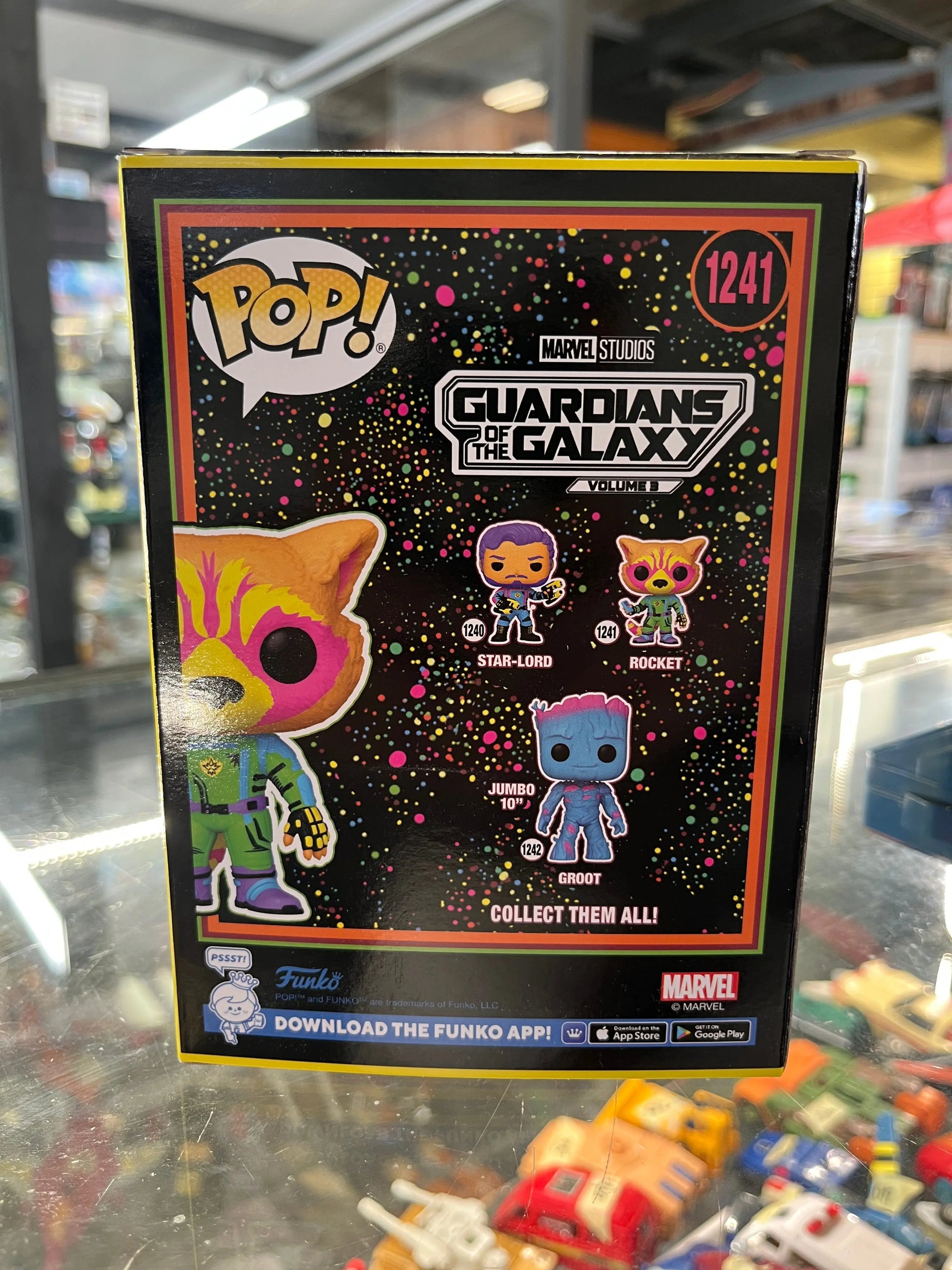 Funko Pop Marvel Guardians of The Galaxy Volume 3 Rocket Blacklight 1241 FRENLY BRICKS - Open 7 Days