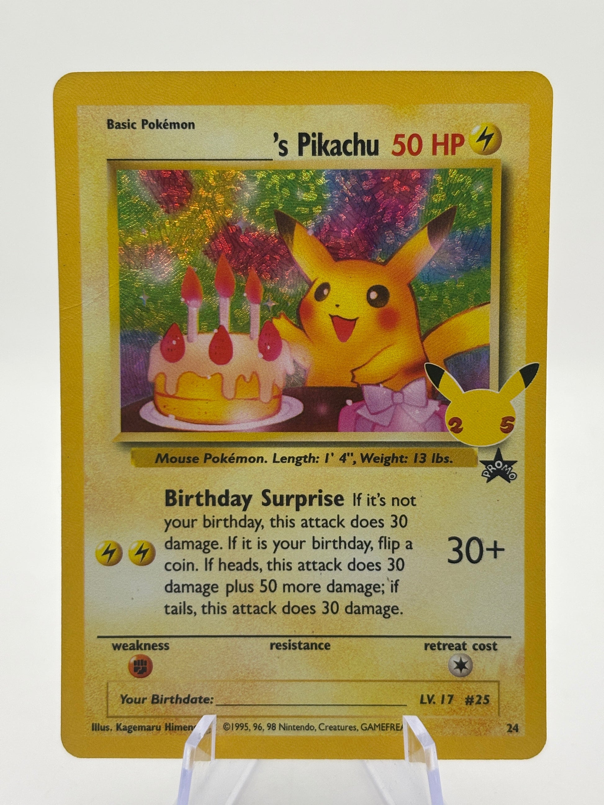 Pokemon TCG Celebrations - Birthday Pikachu 25th Anniversary #24 MP* crease FRENLY BRICKS - Open 7 Days