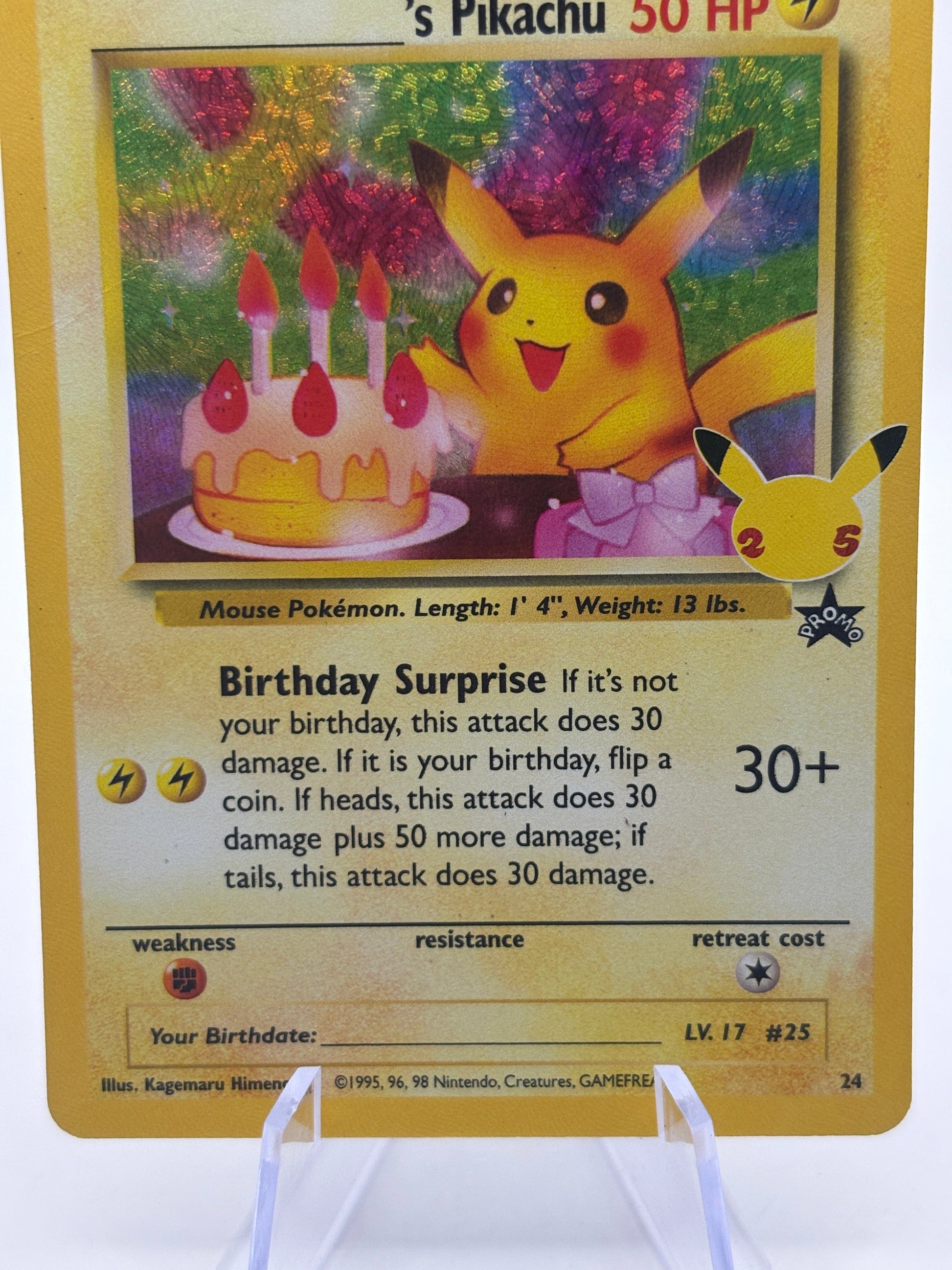 Pokemon TCG Celebrations - Birthday Pikachu 25th Anniversary #24 MP* crease FRENLY BRICKS - Open 7 Days