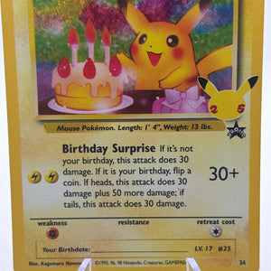 Pokemon TCG Celebrations - Birthday Pikachu 25th Anniversary #24 MP* crease FRENLY BRICKS - Open 7 Days