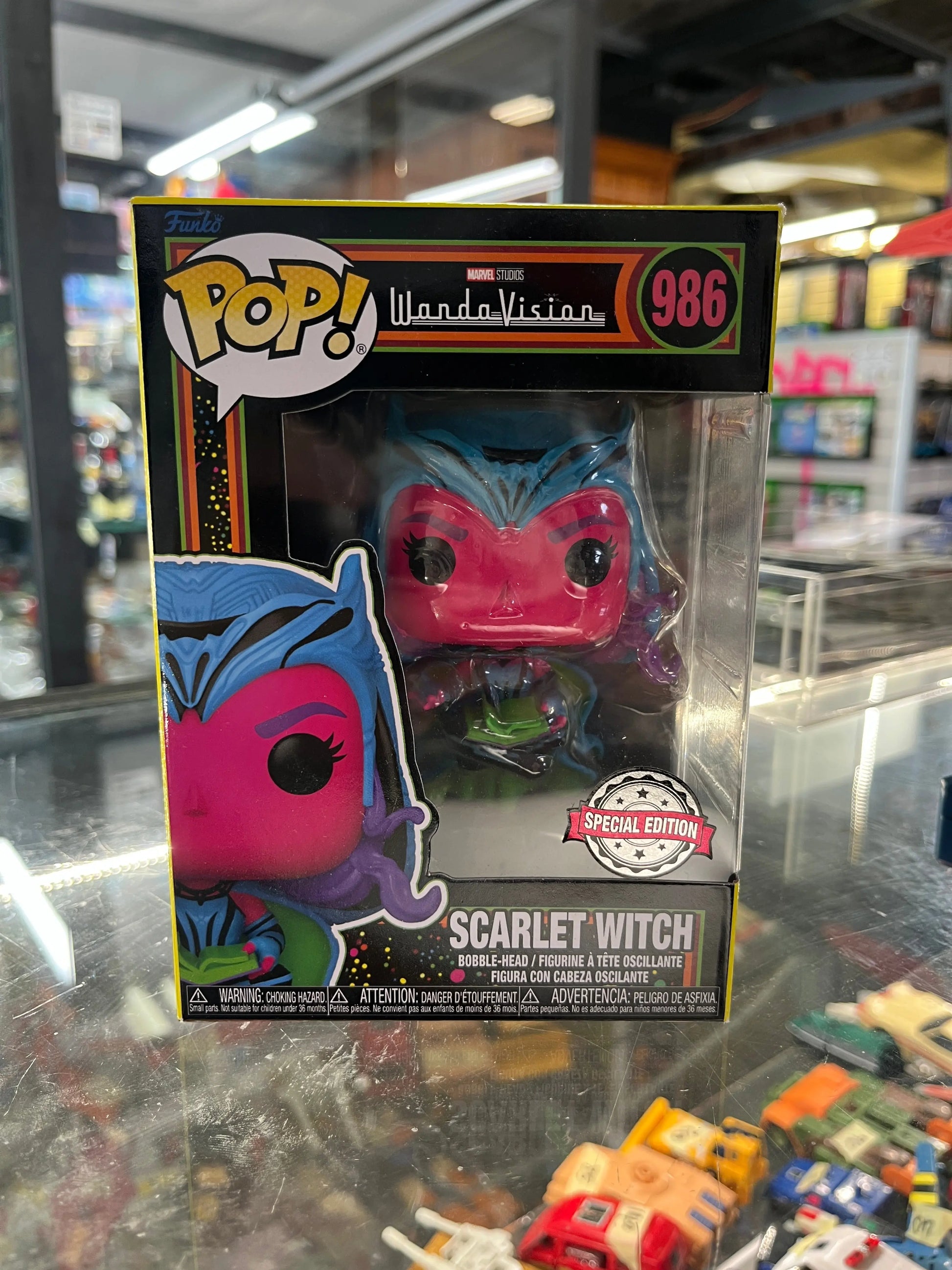 Funko Pop! Marvel: Wanda Vision, Scarlet Witch  #986! Black light Exclusive! FRENLY BRICKS - Open 7 Days