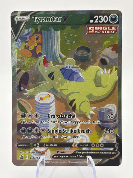 Pokemon TCG Battle Styles - Tyranitar V 155/163 Alternate Art Full Art MP* crease FRENLY BRICKS - Open 7 Days