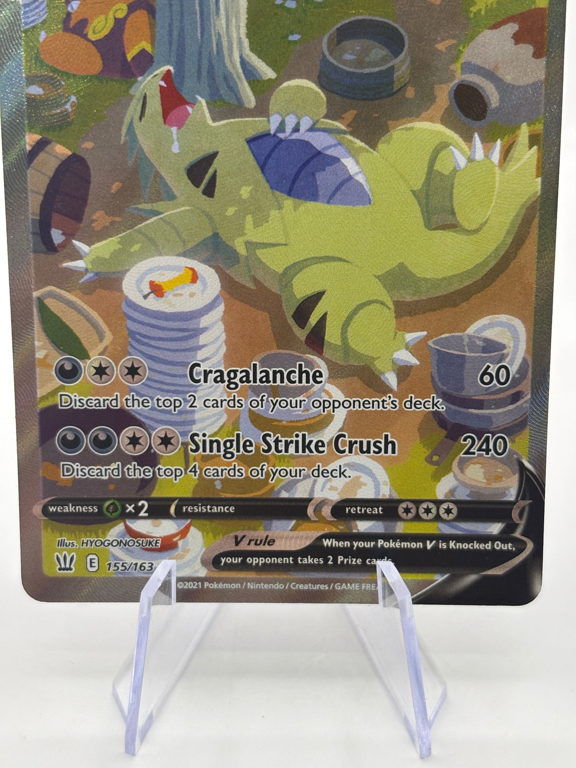 Pokemon TCG Battle Styles - Tyranitar V 155/163 Alternate Art Full Art MP* crease FRENLY BRICKS - Open 7 Days