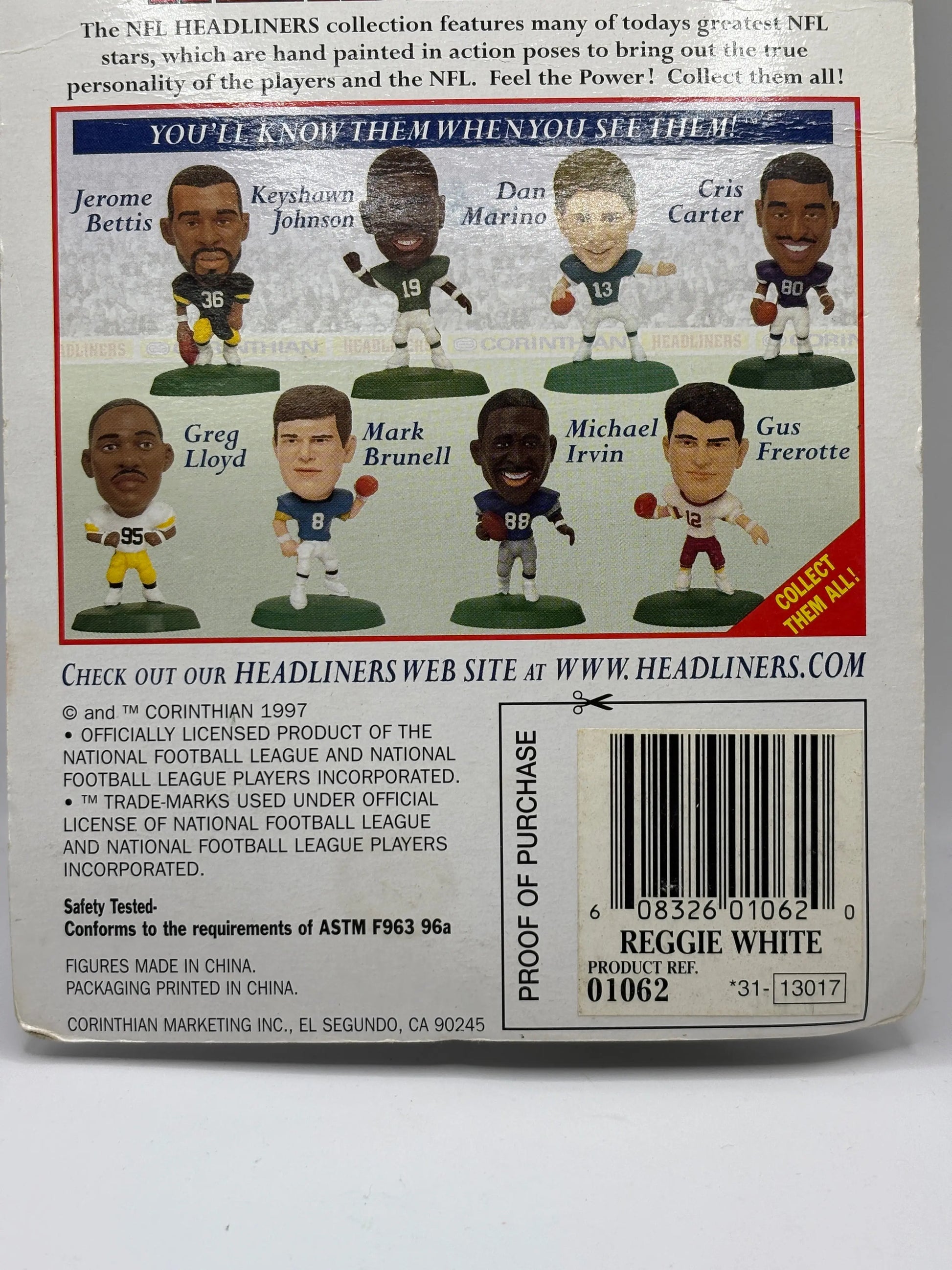 1997 Reggie White Green Bay Packers Corinthian Headliners NFL Action Figure FRENLY BRICKS - Open 7 Days